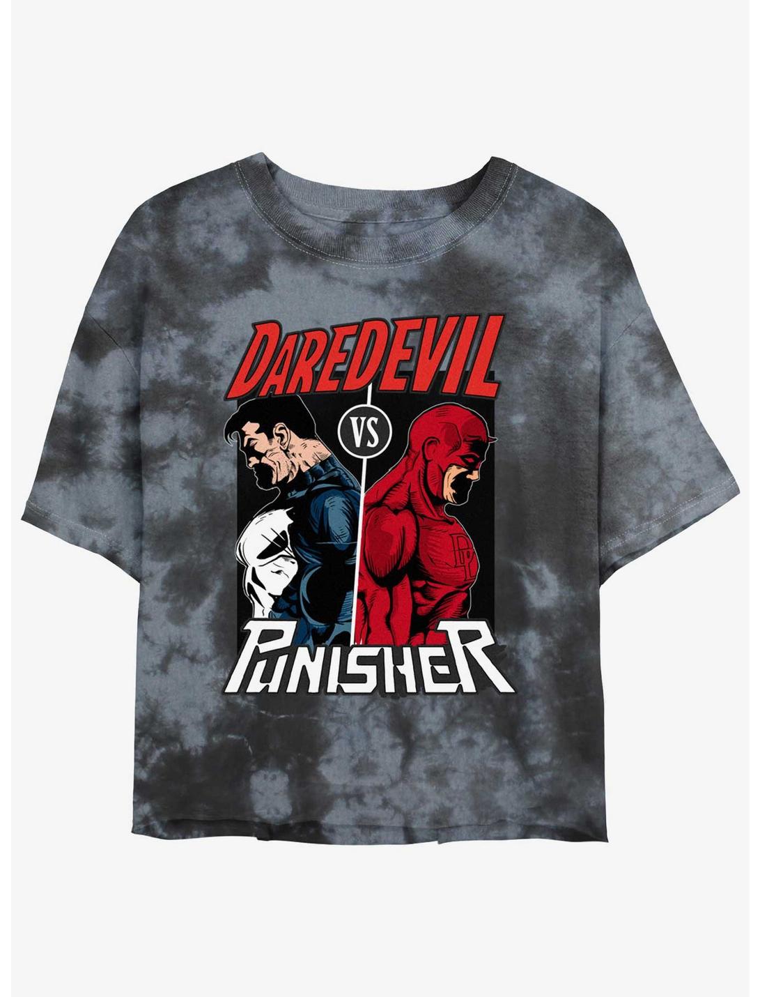 Marvel Punisher Vs. Daredevil Girls Tie-Dye Crop T-Shirt, BLKCHAR, hi-res