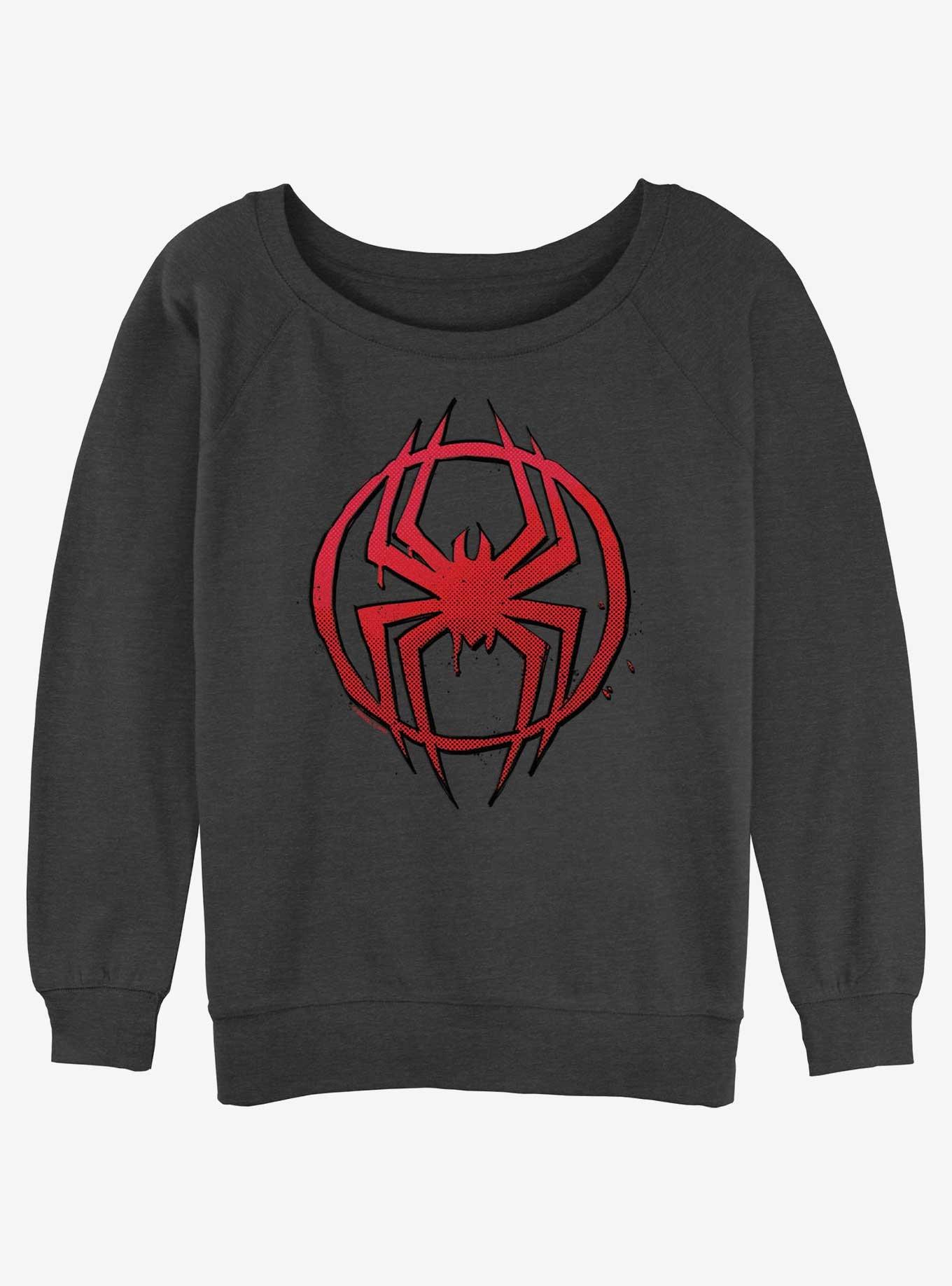 Marvel Spider-Man Simple Spider Symbol Girls Slochy Sweatshirt, CHAR HTR, hi-res