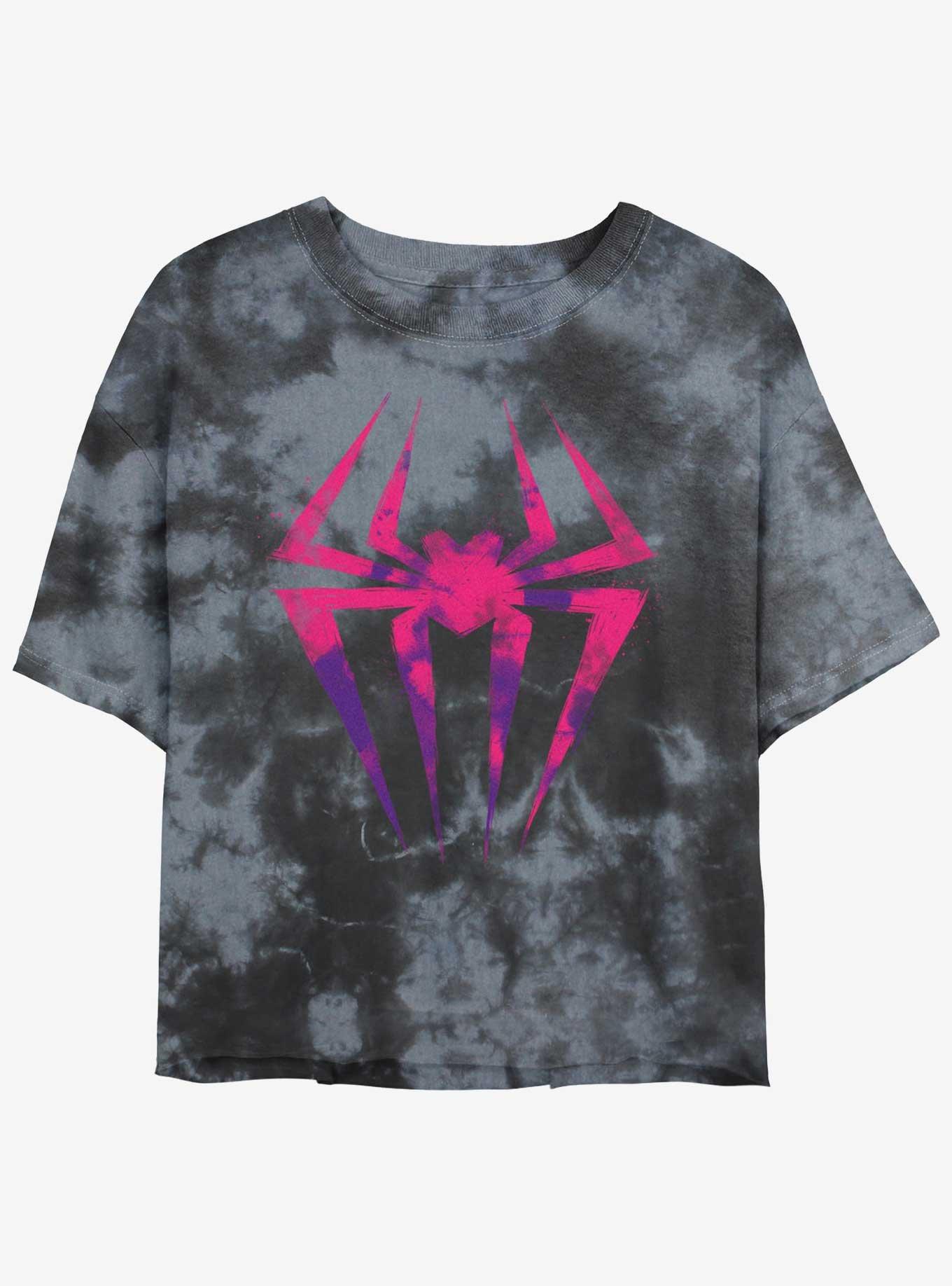 Marvel Spider-Man Spotty Spider Symbol Girls Tie-Dye Crop T-Shirt, , hi-res