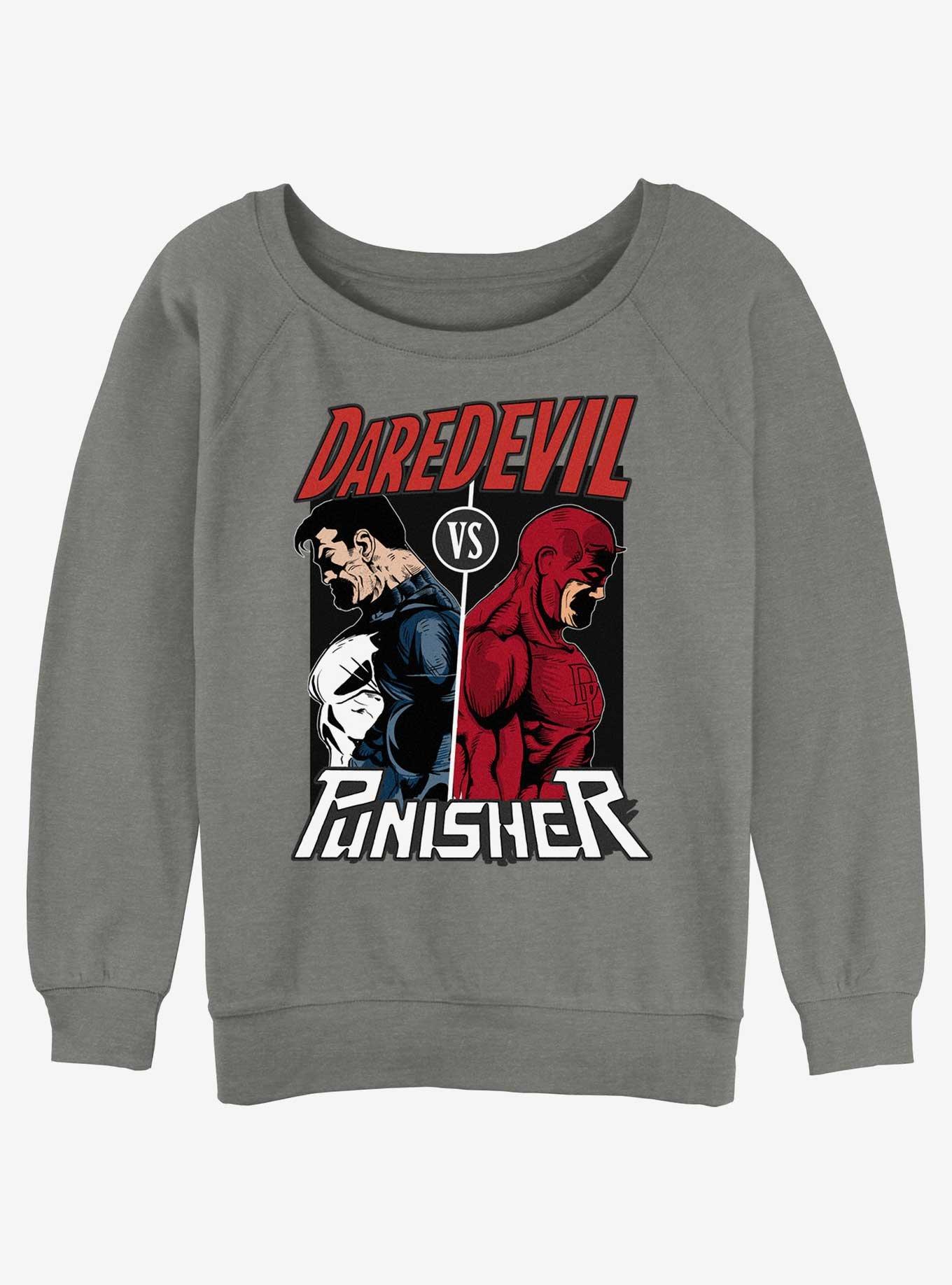 Marvel Punisher Vs. Daredevil Girls Slouchy Sweatshirt, GRAY HTR, hi-res