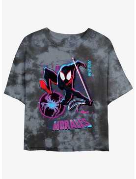 Marvel Spider-Man Miles Morales Street Swing Girls Tie-Dye Crop T-Shirt, , hi-res