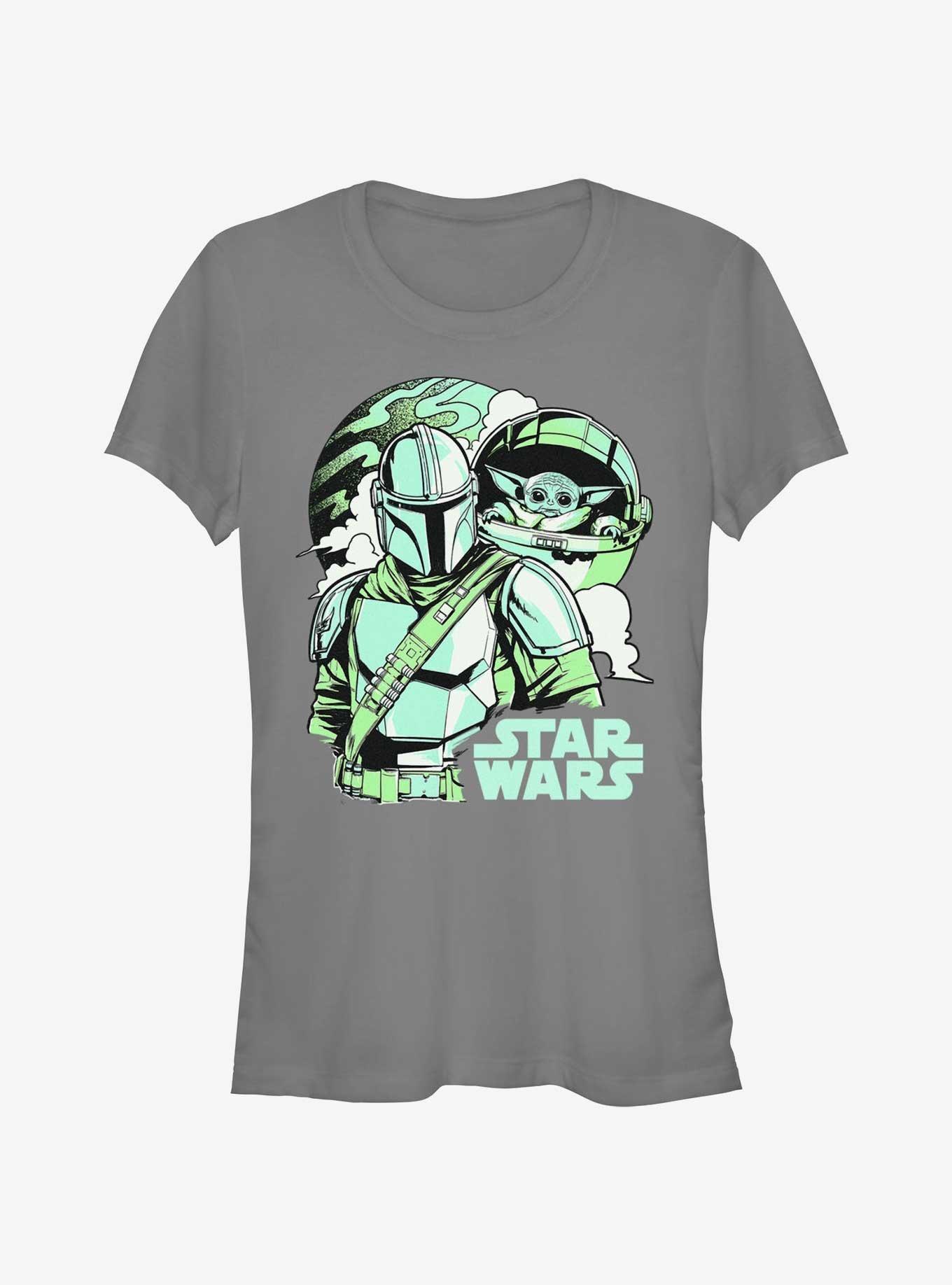 Star Wars The Mandalorian With Grogu Pop Art Girls T-Shirt, CHARCOAL, hi-res