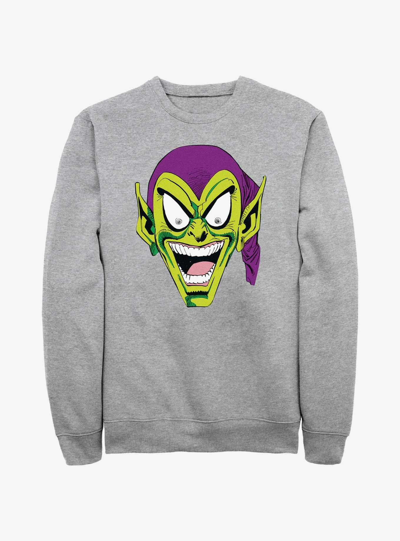 Marvel Spider-Man Green Goblin Head Sweatshirt, ATH HTR, hi-res