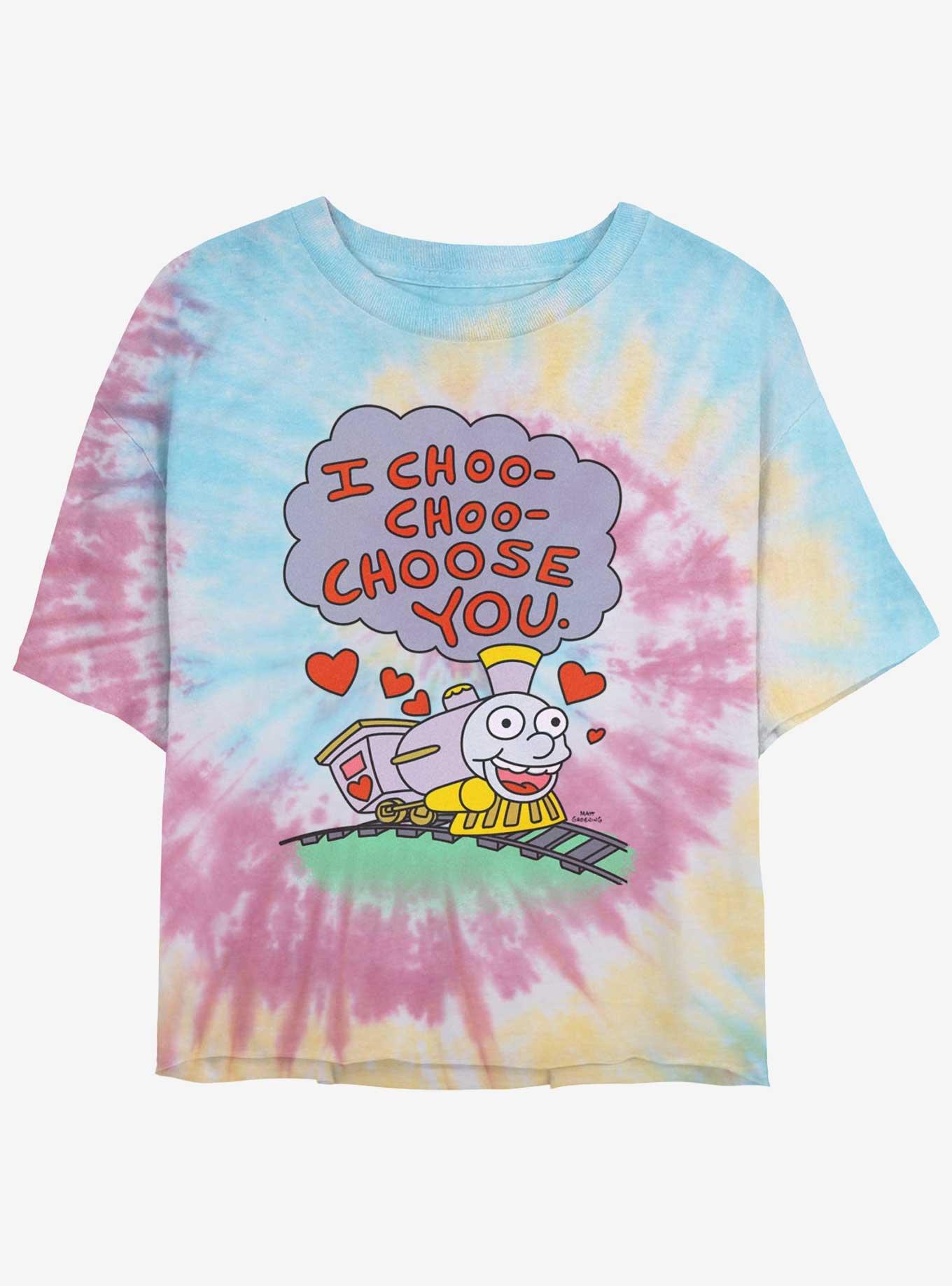 Simpsons Choo-Choose You Girls Tie-Dye Crop T-Shirt, , hi-res