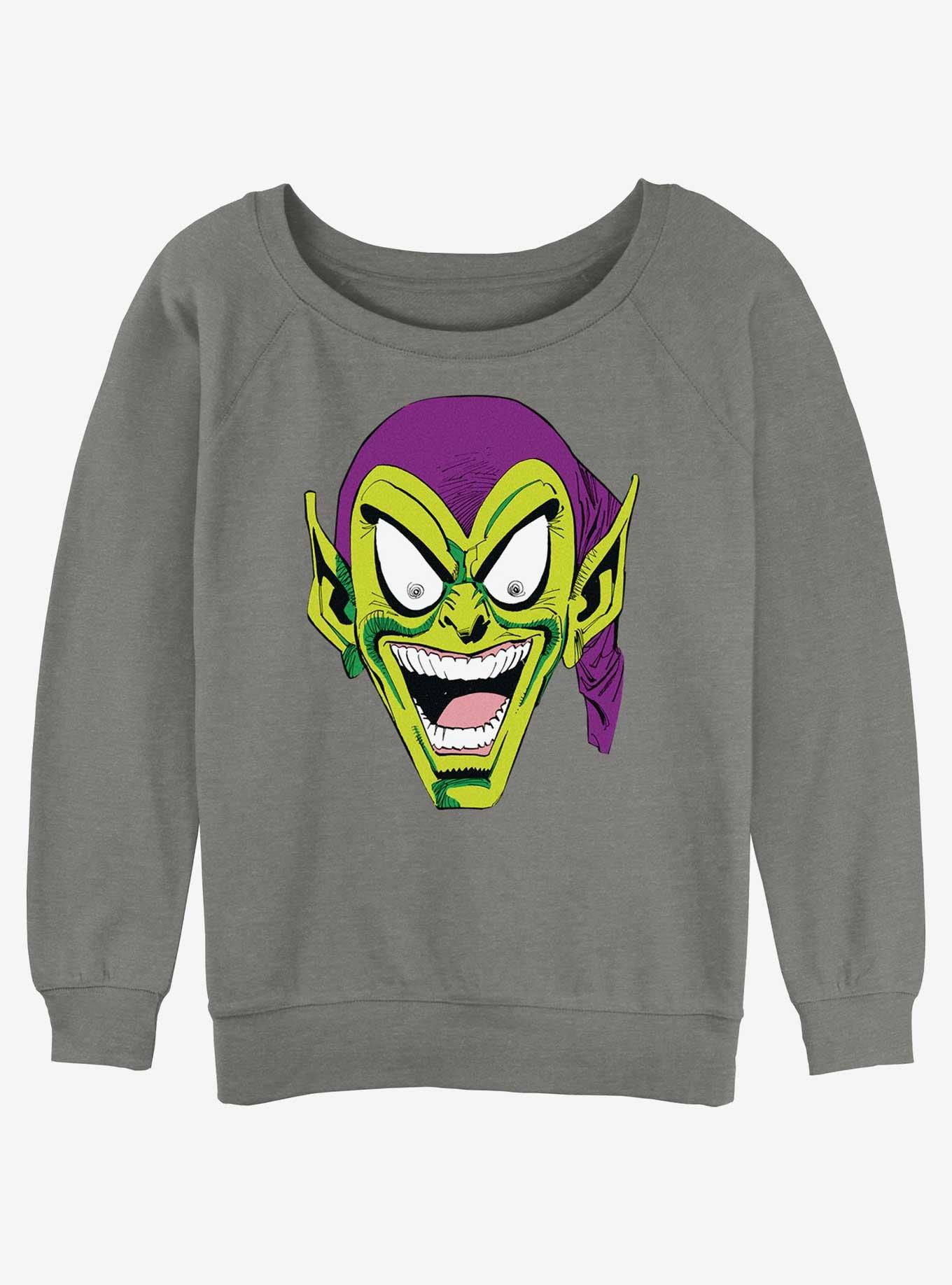 Marvel Spider-Man Green Goblin Head Girls Slochy Sweatshirt, GRAY HTR, hi-res