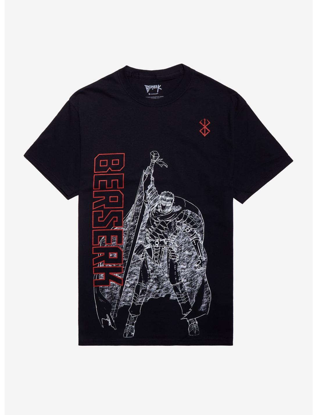 Berserk Guts Outline T-Shirt, BLACK, hi-res