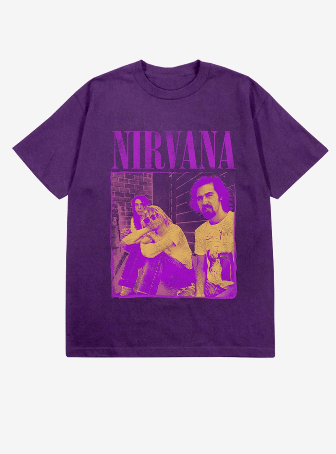 Nirvana Purple Group Boyfriend Fit Girls T-Shirt, PURPLE, hi-res
