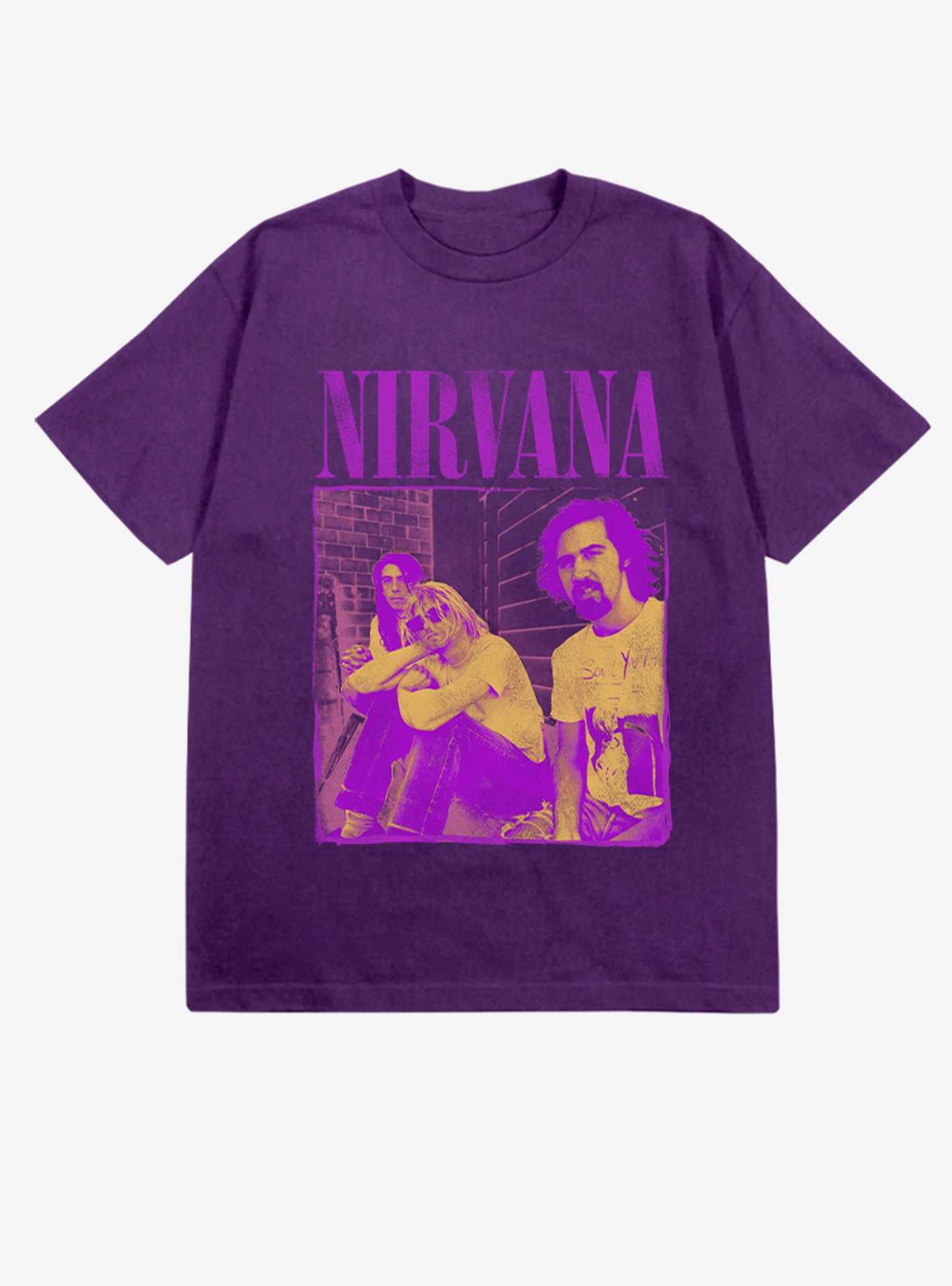 Nirvana Purple Group Boyfriend Fit Girls T-Shirt, , hi-res