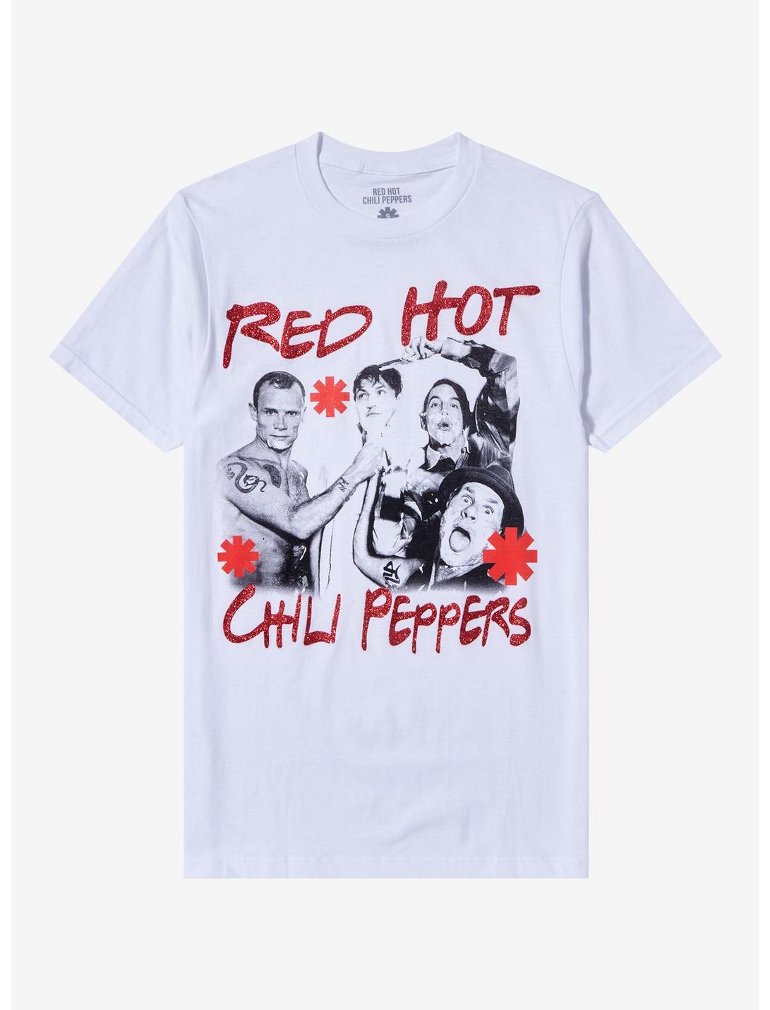 Red Hot Chili Peppers Glitter Group Shot Boyfriend Fit Girls T-Shirt, BRIGHT WHITE, hi-res