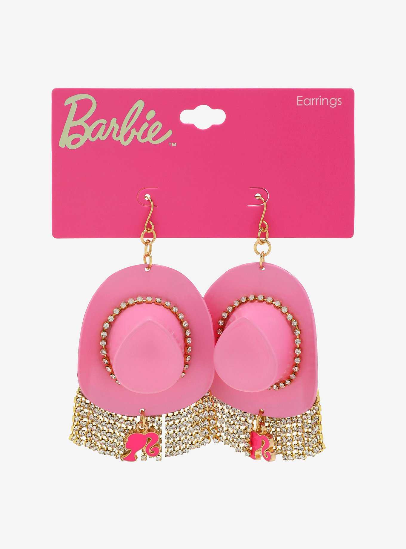 Barbie Cowboy Hat Bling Fringe Earrings — BoxLunch Exclusive, , hi-res