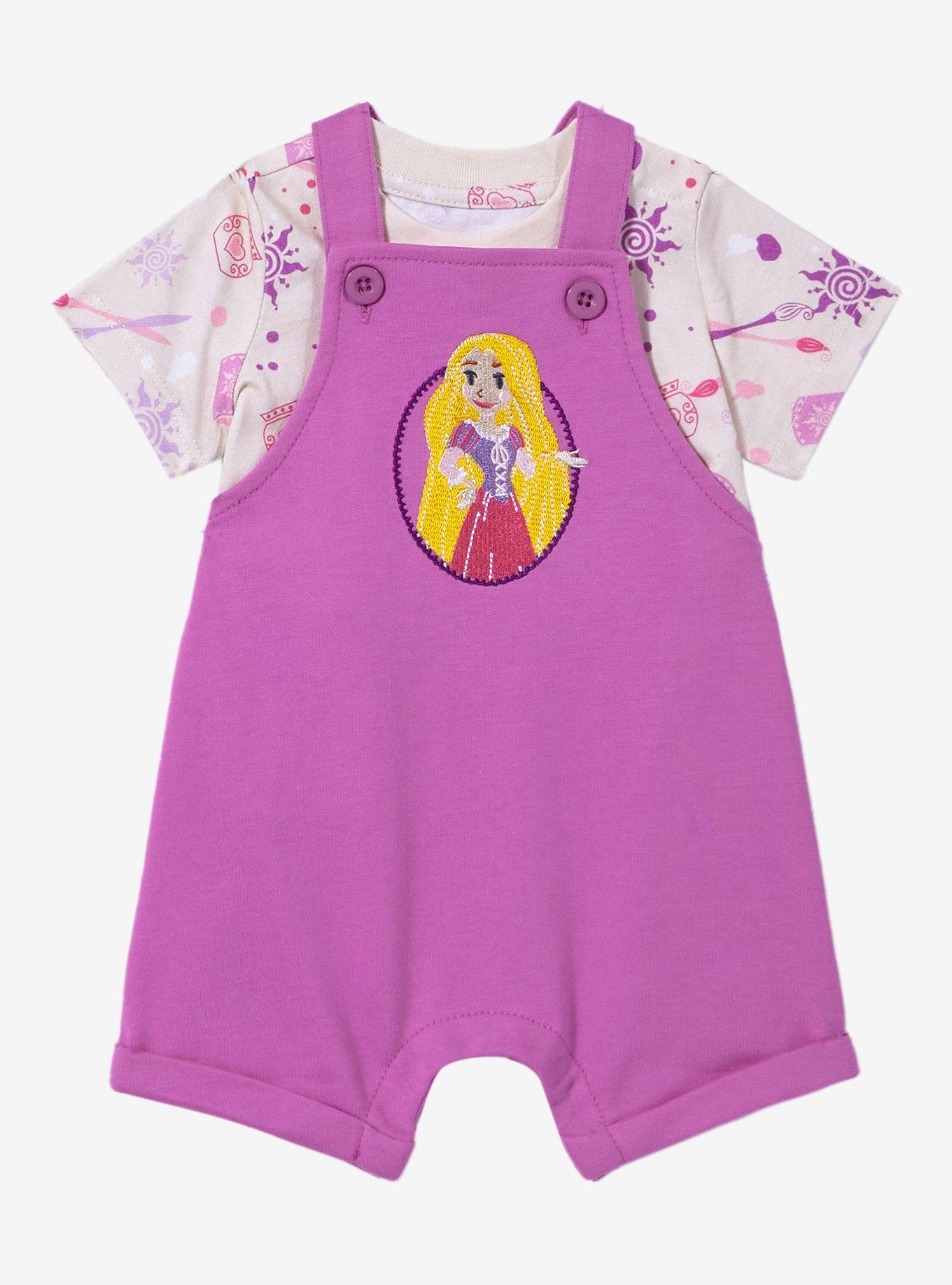 Disney Tangled Rapunzel Icons Infant T-Shirt and Overall Set - BoxLunch Exclusive, PURPLE, hi-res