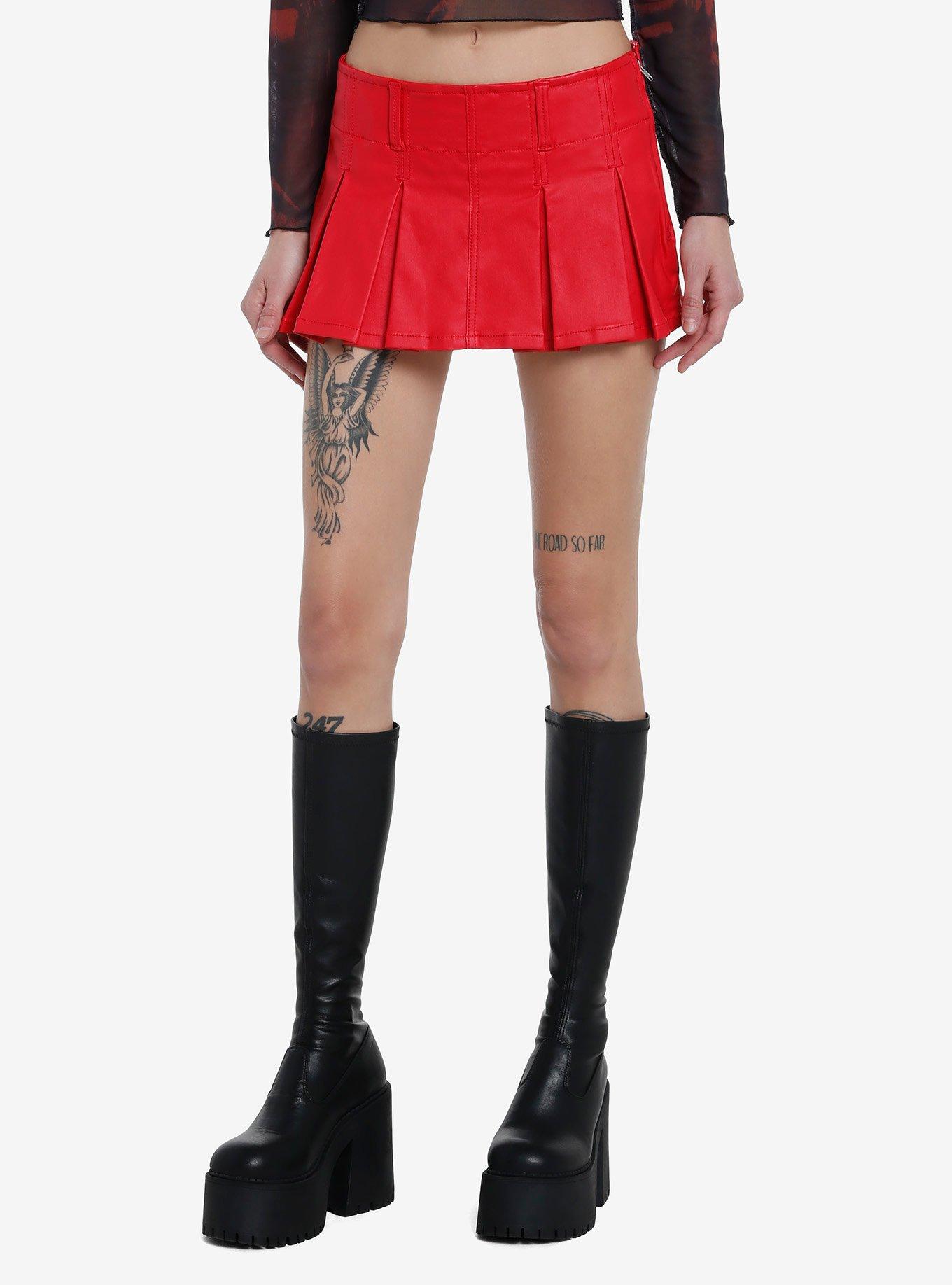 Social Collision Red Coated Mini Skort, RED, hi-res