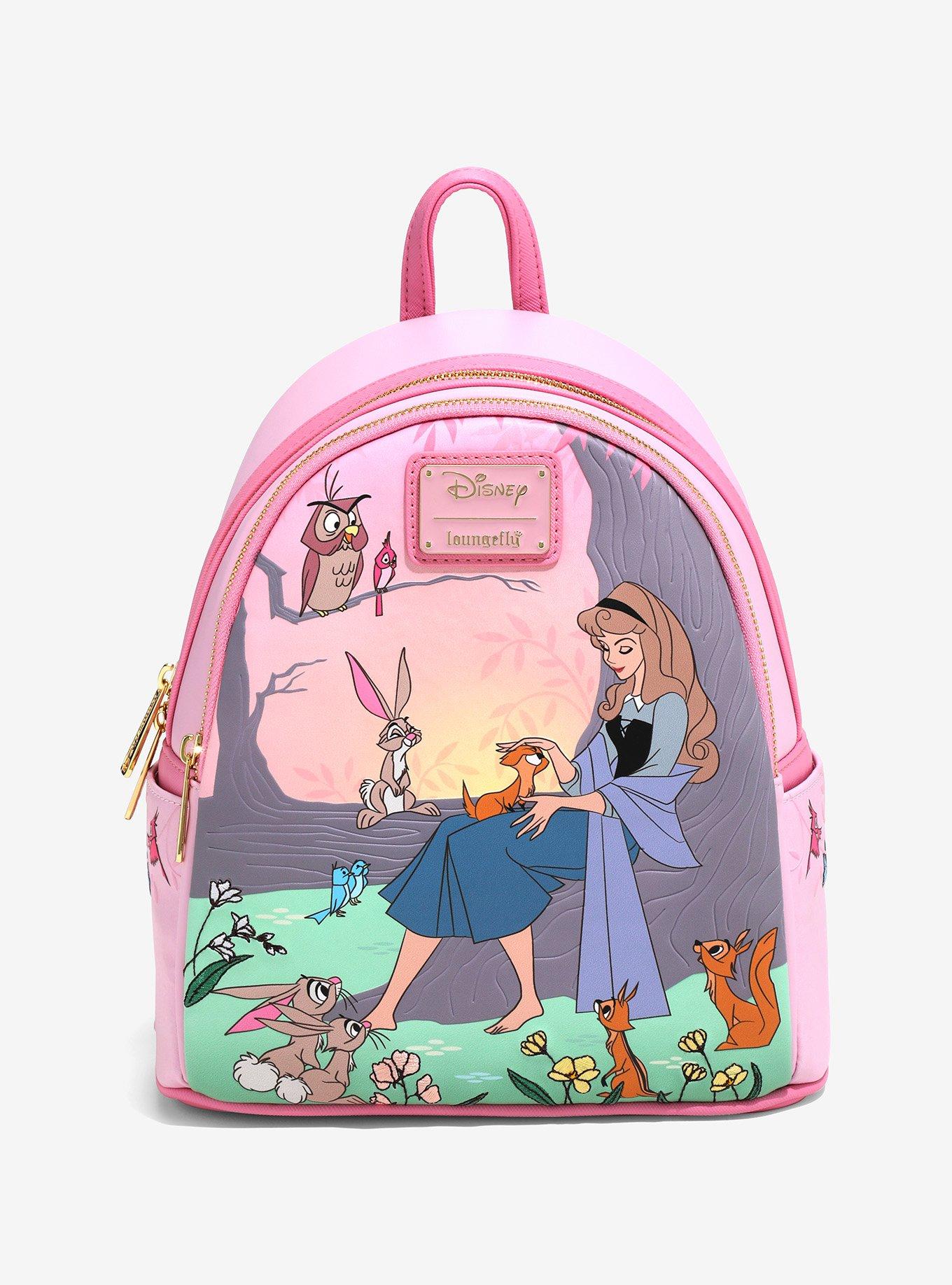 Sleeping Beauty Loungefly Disney Sleeping Beauty Aurora and Critters Pink Mini Backpack BoxLunch Exclusive MainPlace Mall