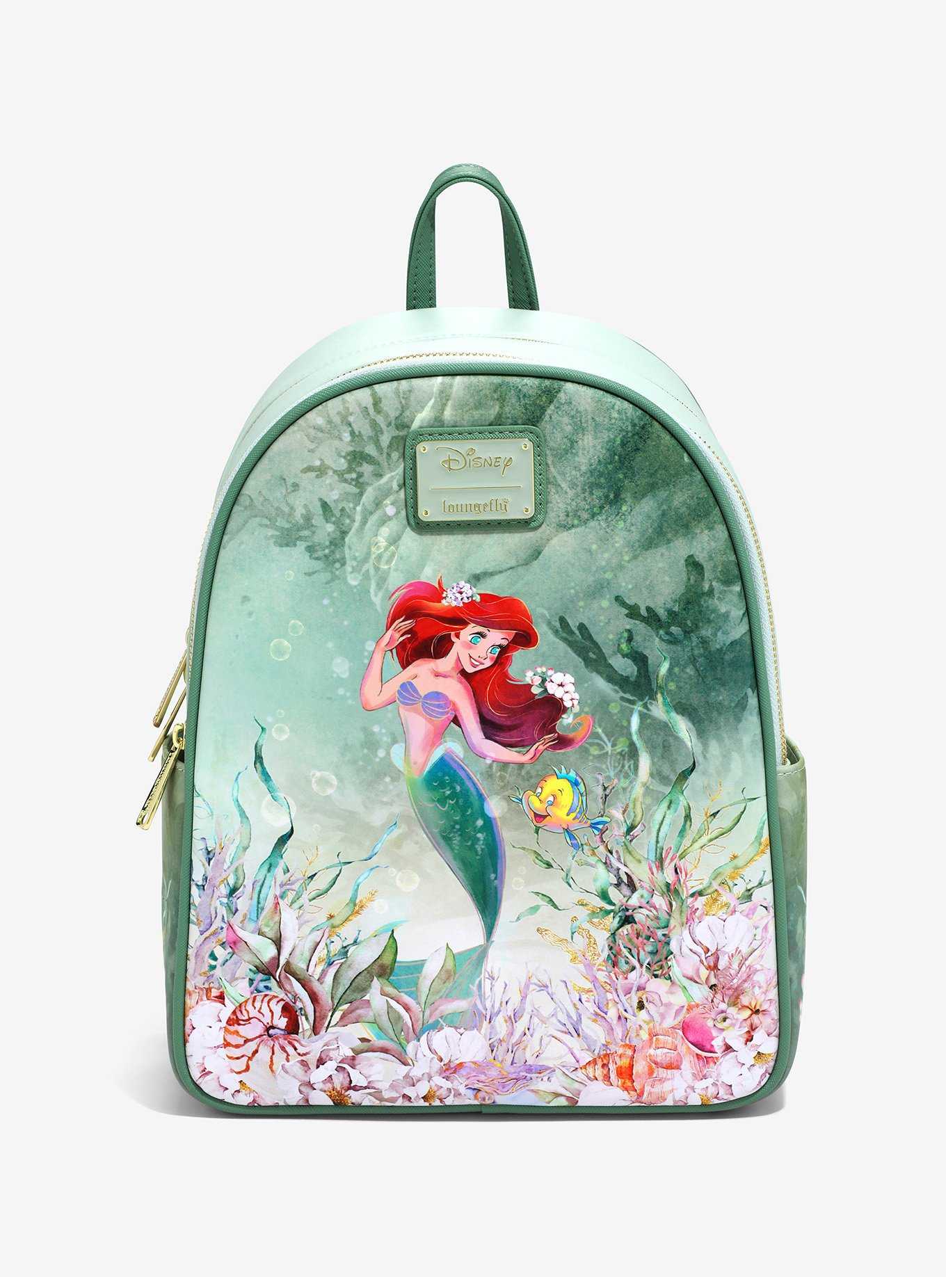 Disney The Little Mermaid Ariel and Flounder Green Underwater Mini Backpack — BoxLunch Exclusive, , hi-res