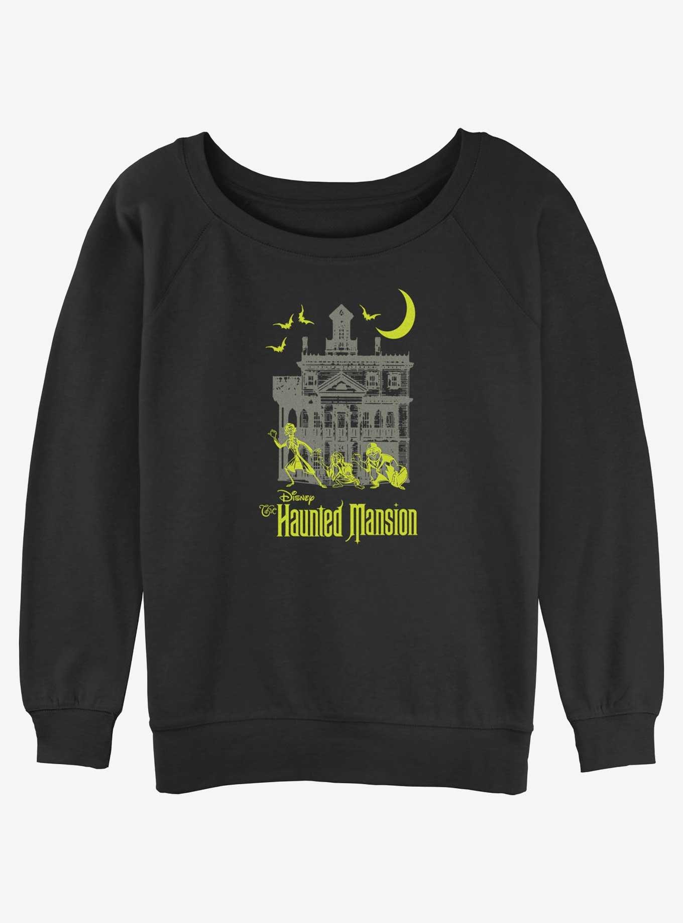 Disney Haunted Mansion Moon Night Hitchhike Womens Slouchy Sweatshirt, BLACK, hi-res