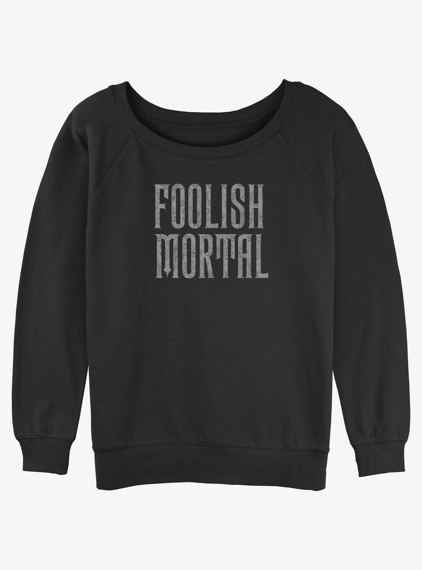 Disney Haunted Mansion Foolish Mortal Womens Slouchy Sweatshirt, BLACK, hi-res