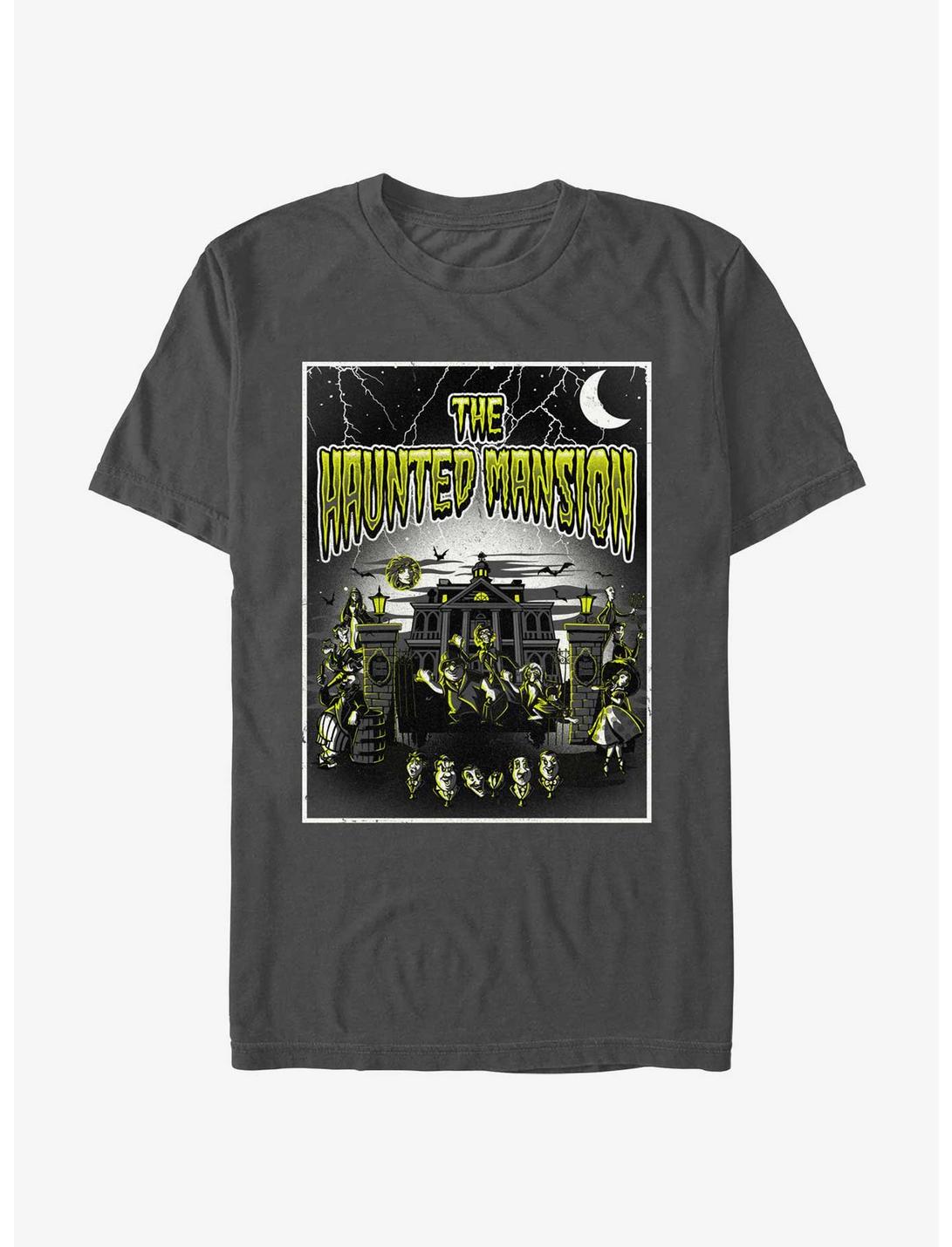 Disney Haunted Mansion Horror Mansion Poster T-Shirt BoxLunch Web Exclusive, CHARCOAL, hi-res