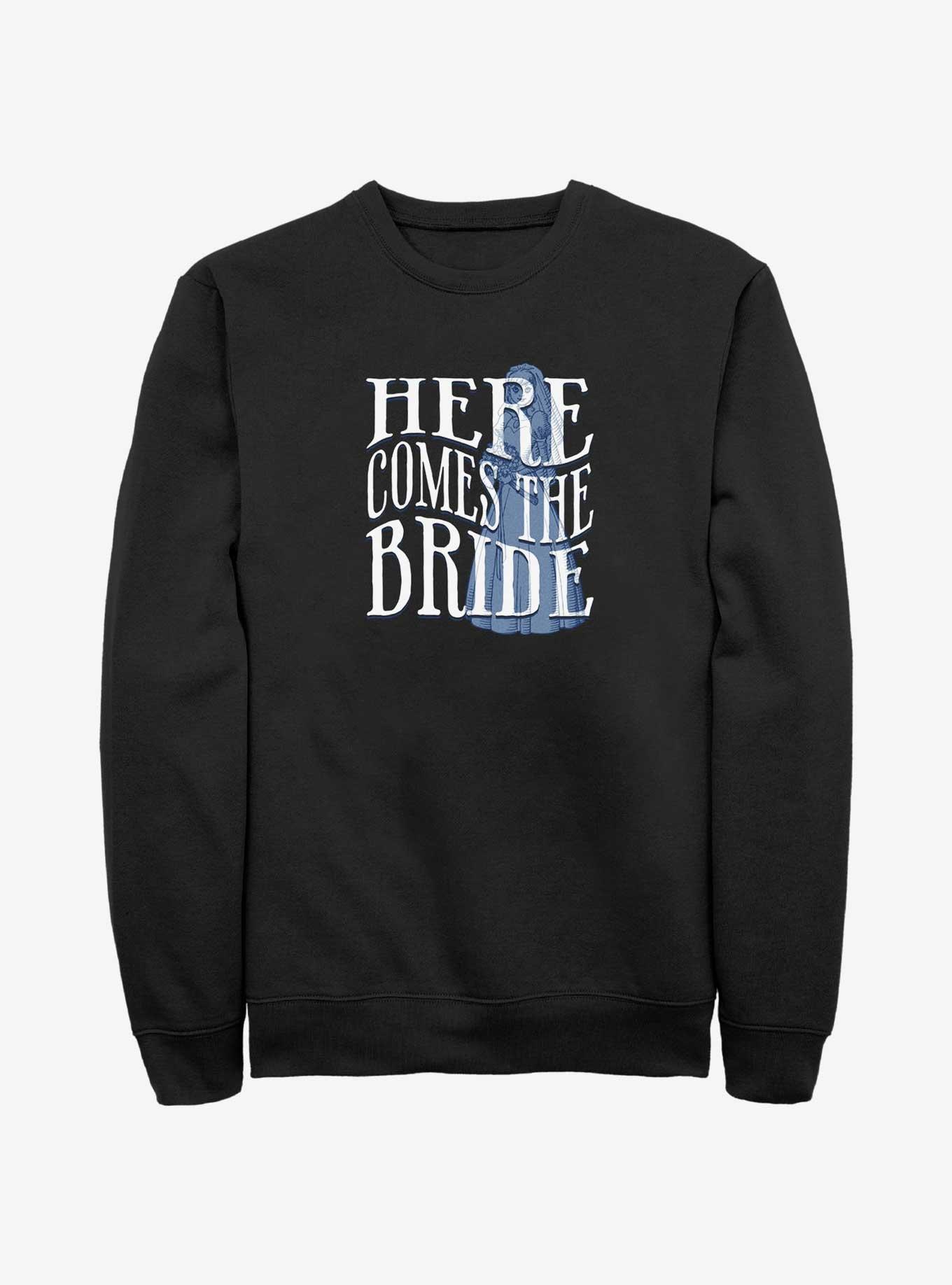 Disney Haunted Mansion Here Comes The Ghost Bride Sweatshirt, BLACK, hi-res