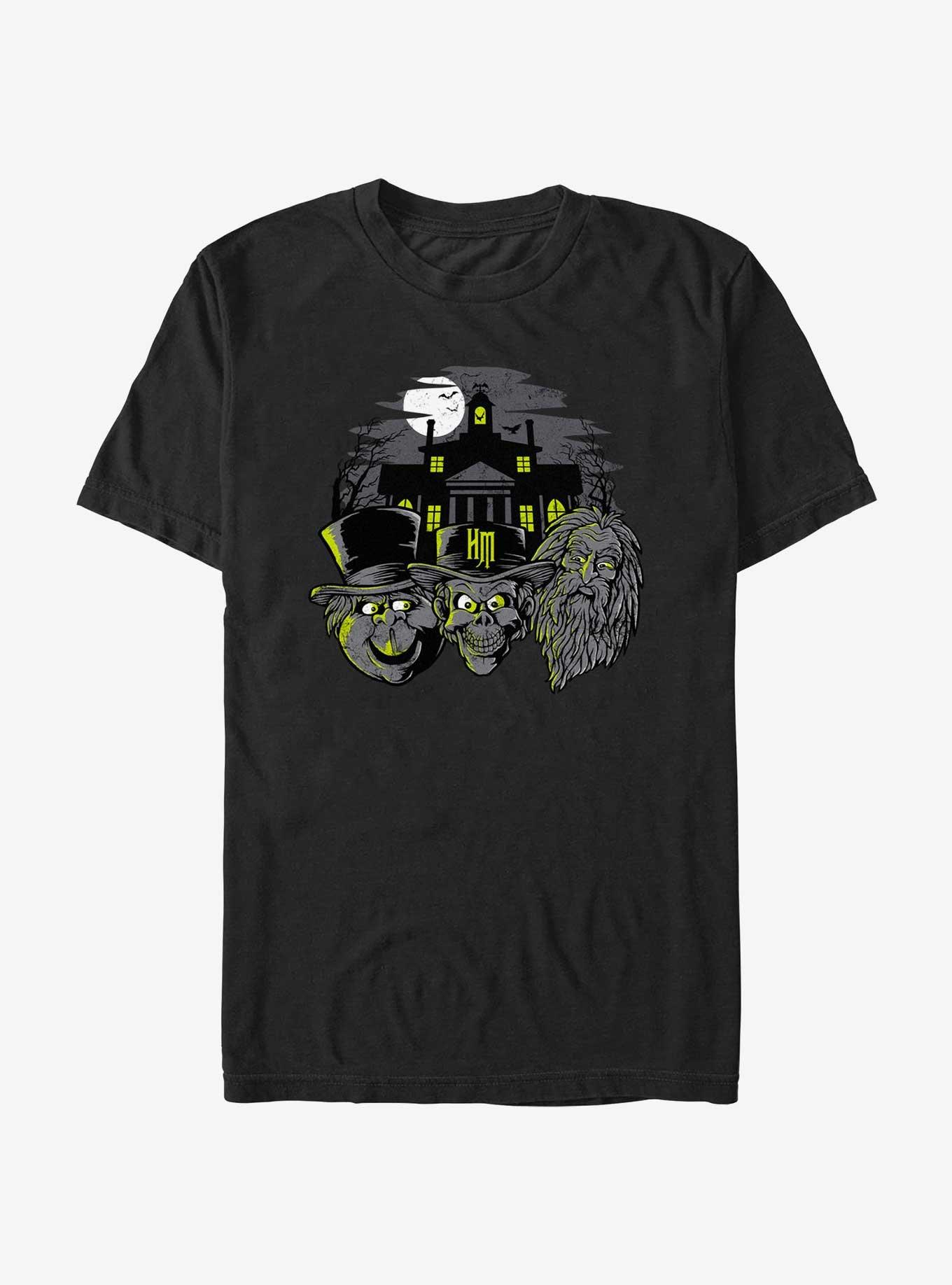 Disney Haunted Mansion Three Hitchhiking Ghosts Heads T-Shirt, BLACK, hi-res