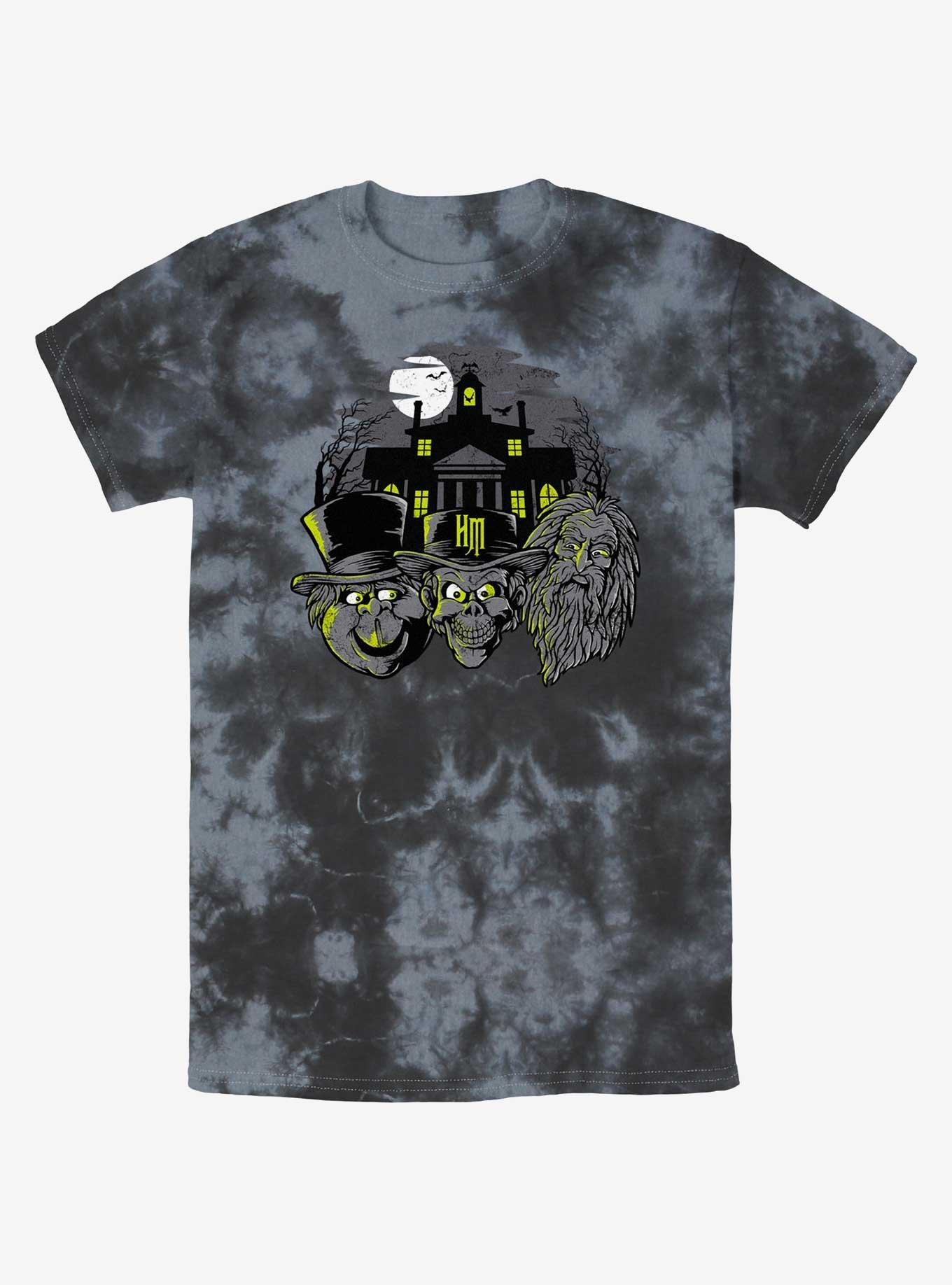 Disney Haunted Mansion Hitchhiking Ghosts Heads Tie-Dye T-Shirt, BLKCHAR, hi-res