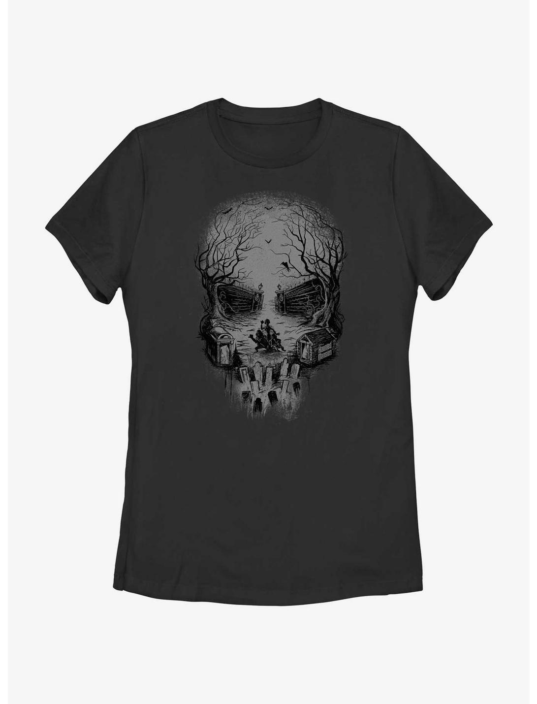 Disney Haunted Mansion Skull Graveyard Ghosts Womens T-Shirt, BLACK, hi-res