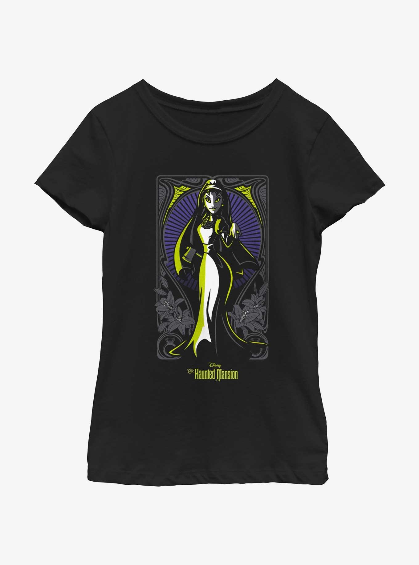 Disney Haunted Mansion Bride Portrait Nouveau Youth Girls T-Shirt, BLACK, hi-res