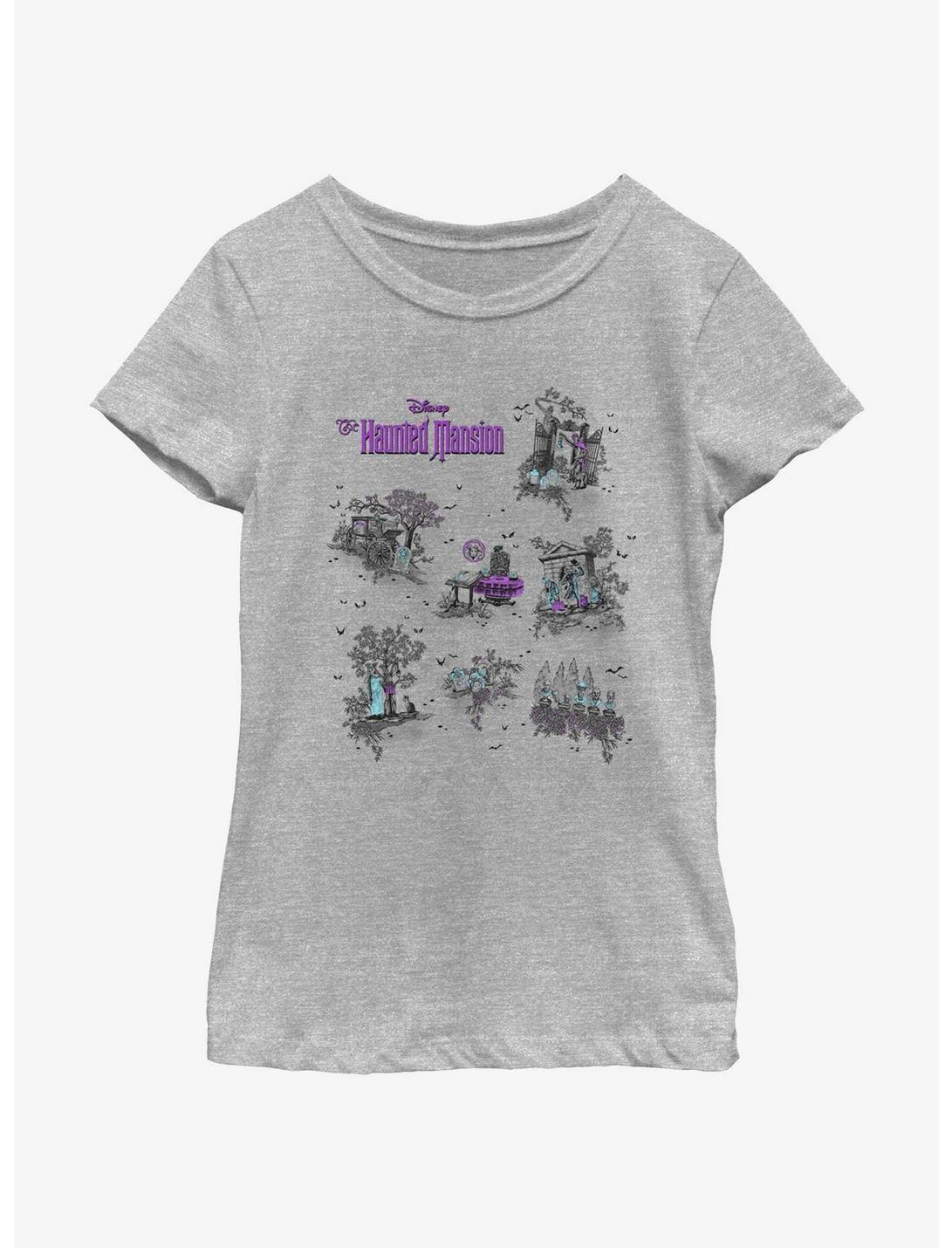 Disney Haunted Mansion Map Youth Girls T-Shirt, ATH HTR, hi-res