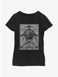 Disney Haunted Mansion Welcome Foolish Mortals Poster Youth Girls T-Shirt, BLACK, hi-res