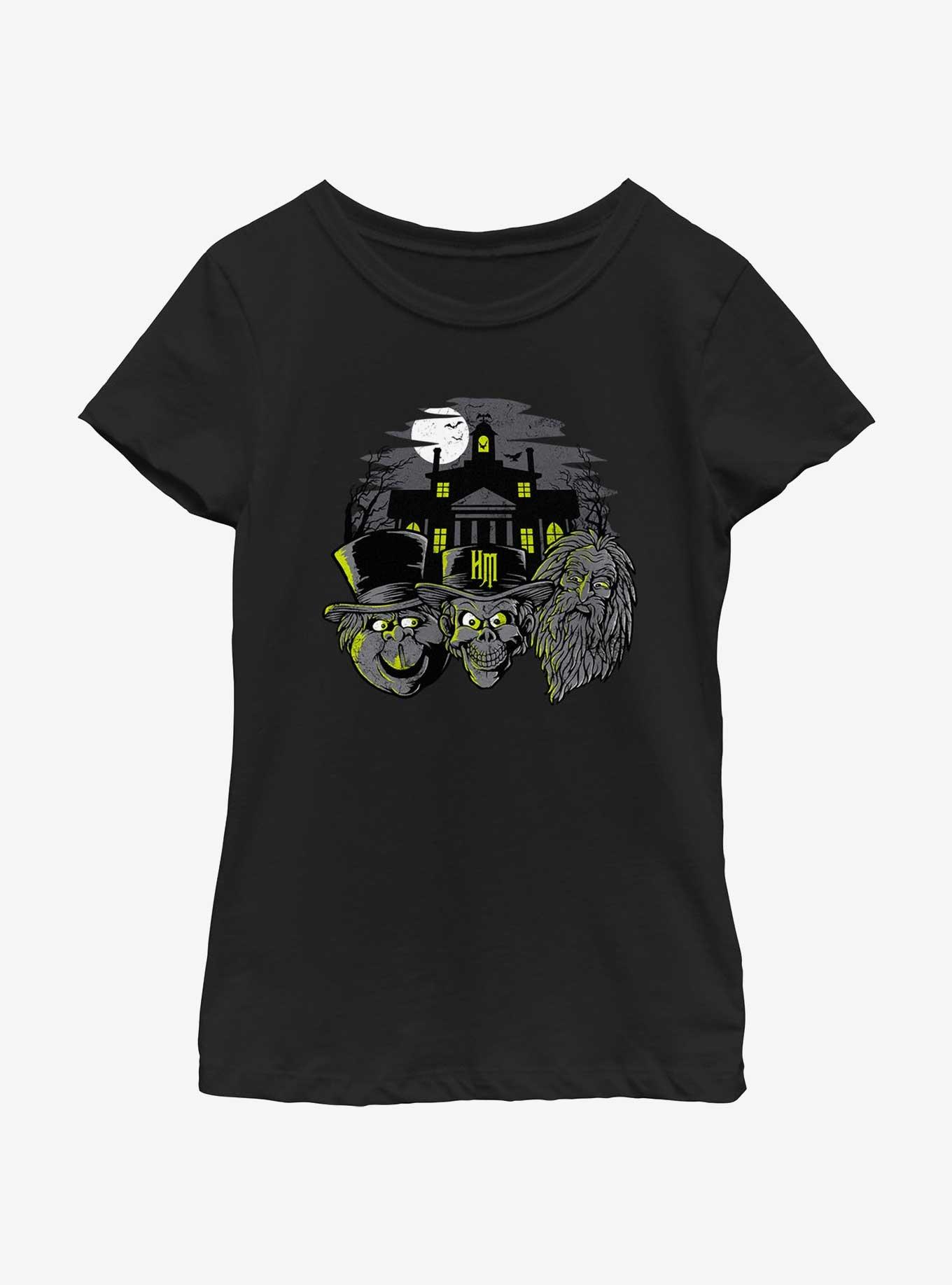 Disney Haunted Mansion Three Hitchhiking Ghosts Heads Youth Girls T-Shirt, , hi-res