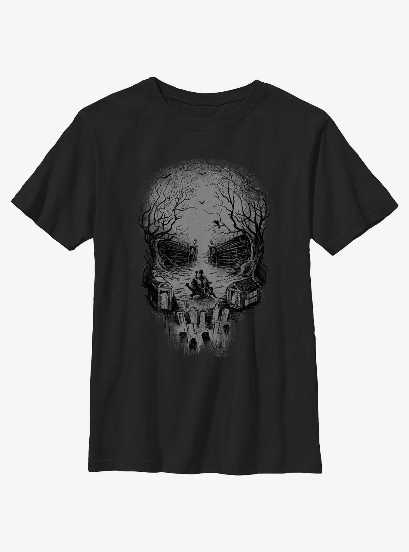 Disney Haunted Mansion Skull Graveyard Ghosts Youth T-Shirt, , hi-res