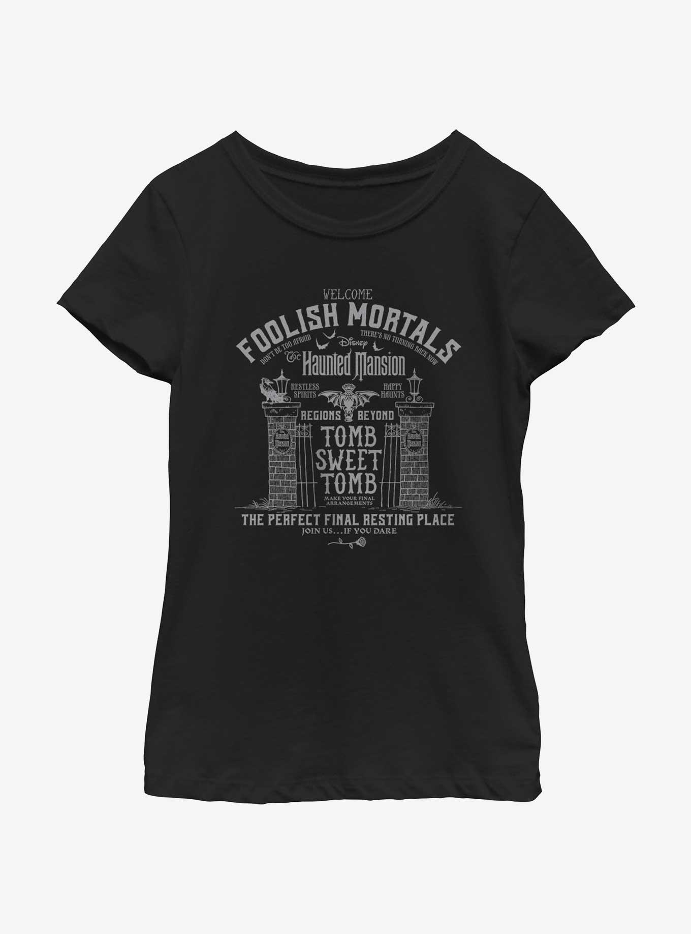 Disney Haunted Mansion Tomb Sweet Tomb Youth Girls T-Shirt, BLACK, hi-res