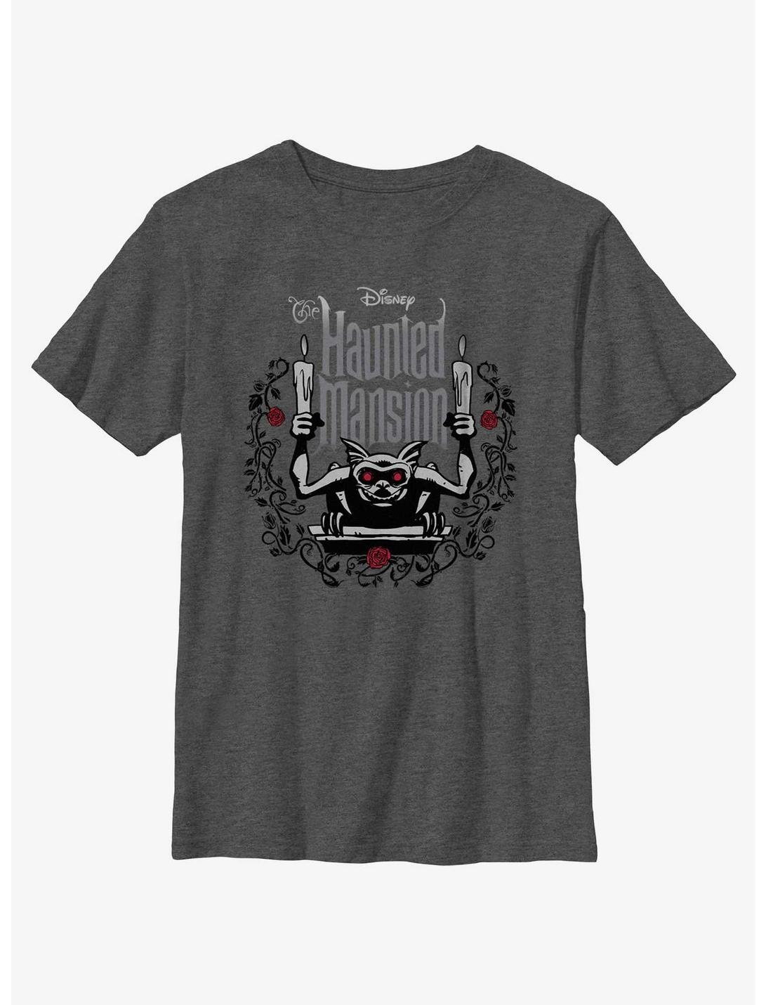 Disney Haunted Mansion Gargoyle With Candles Youth T-Shirt, CHAR HTR, hi-res