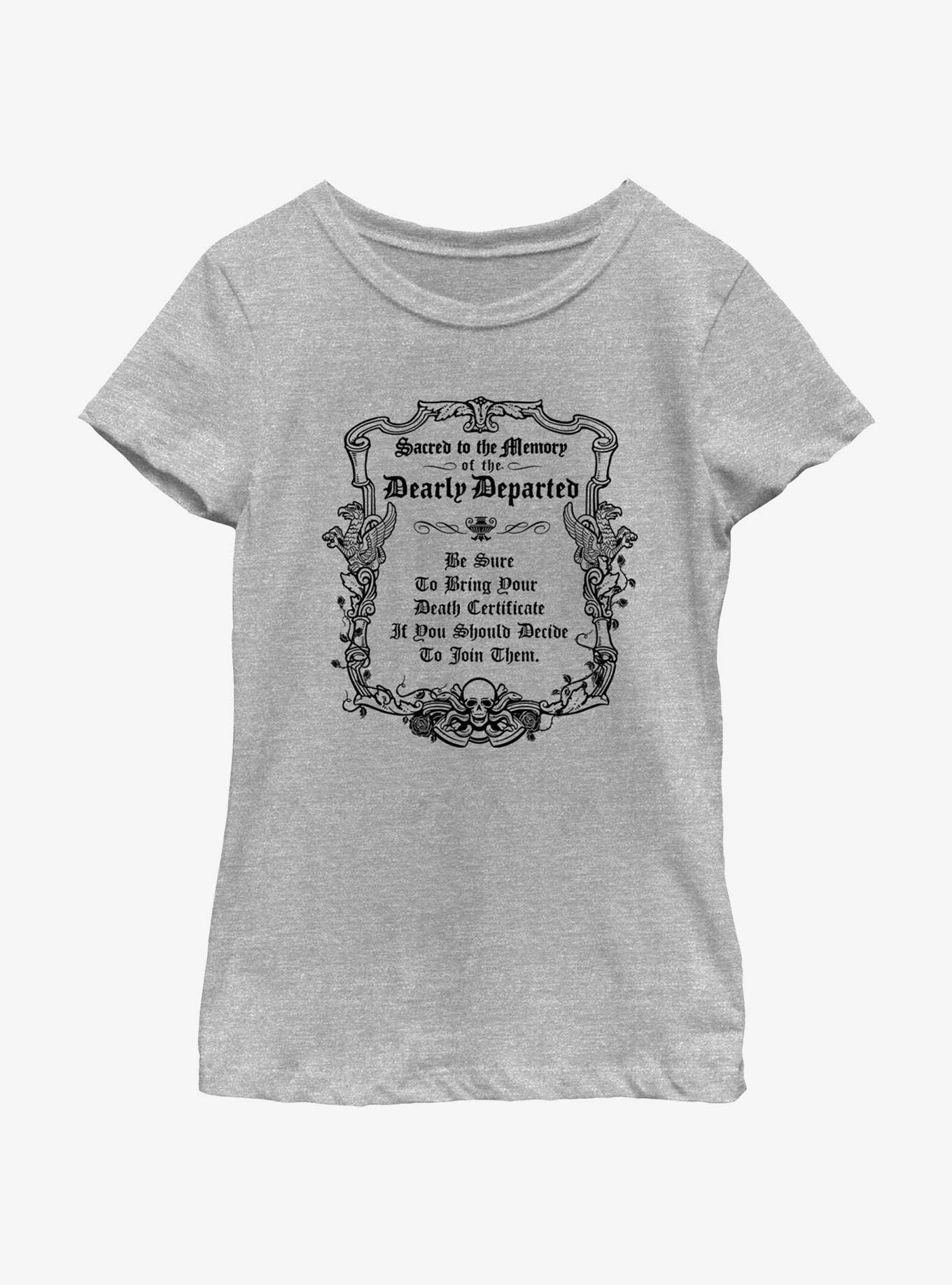 Disney Haunted Mansion Message To The Dearly Departed Youth Girls T-Shirt, , hi-res