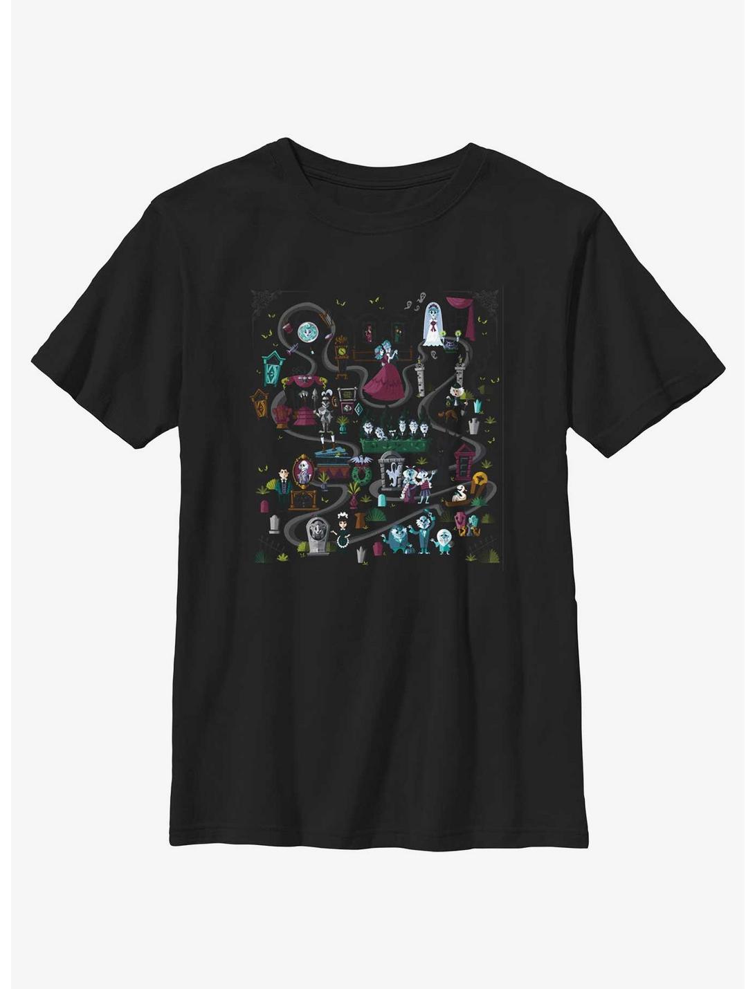 Disney Haunted Mansion Mansion Map Youth T-Shirt, BLACK, hi-res