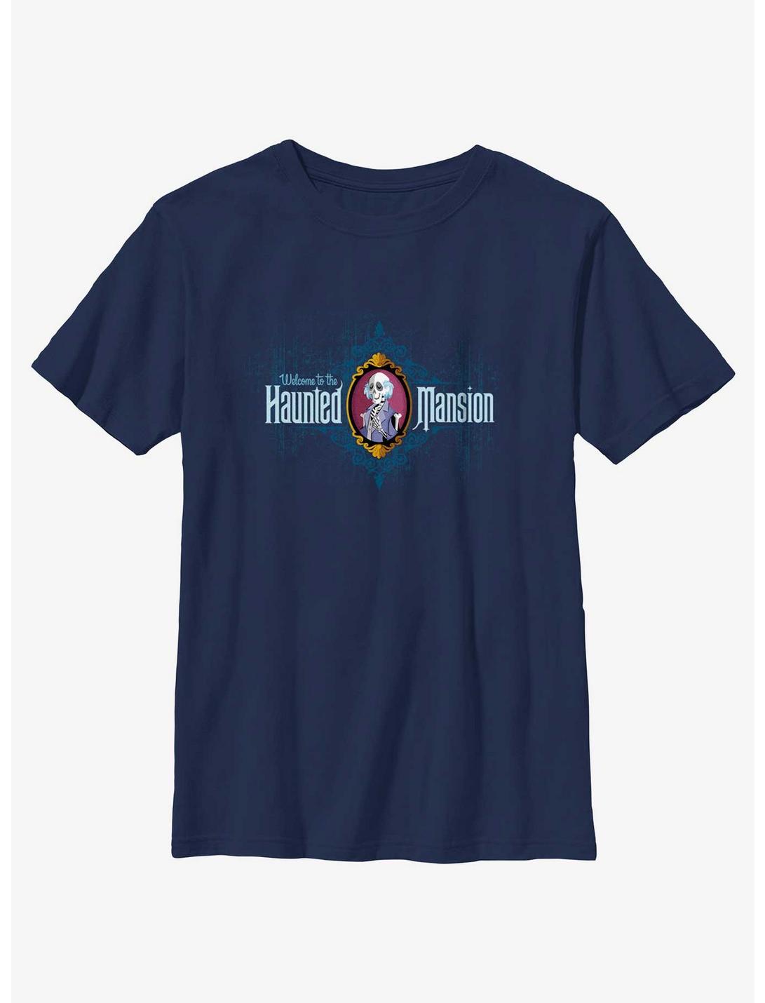 Disney Haunted Mansion Master Gracey Skeleton Portrait Youth T-Shirt, NAVY, hi-res