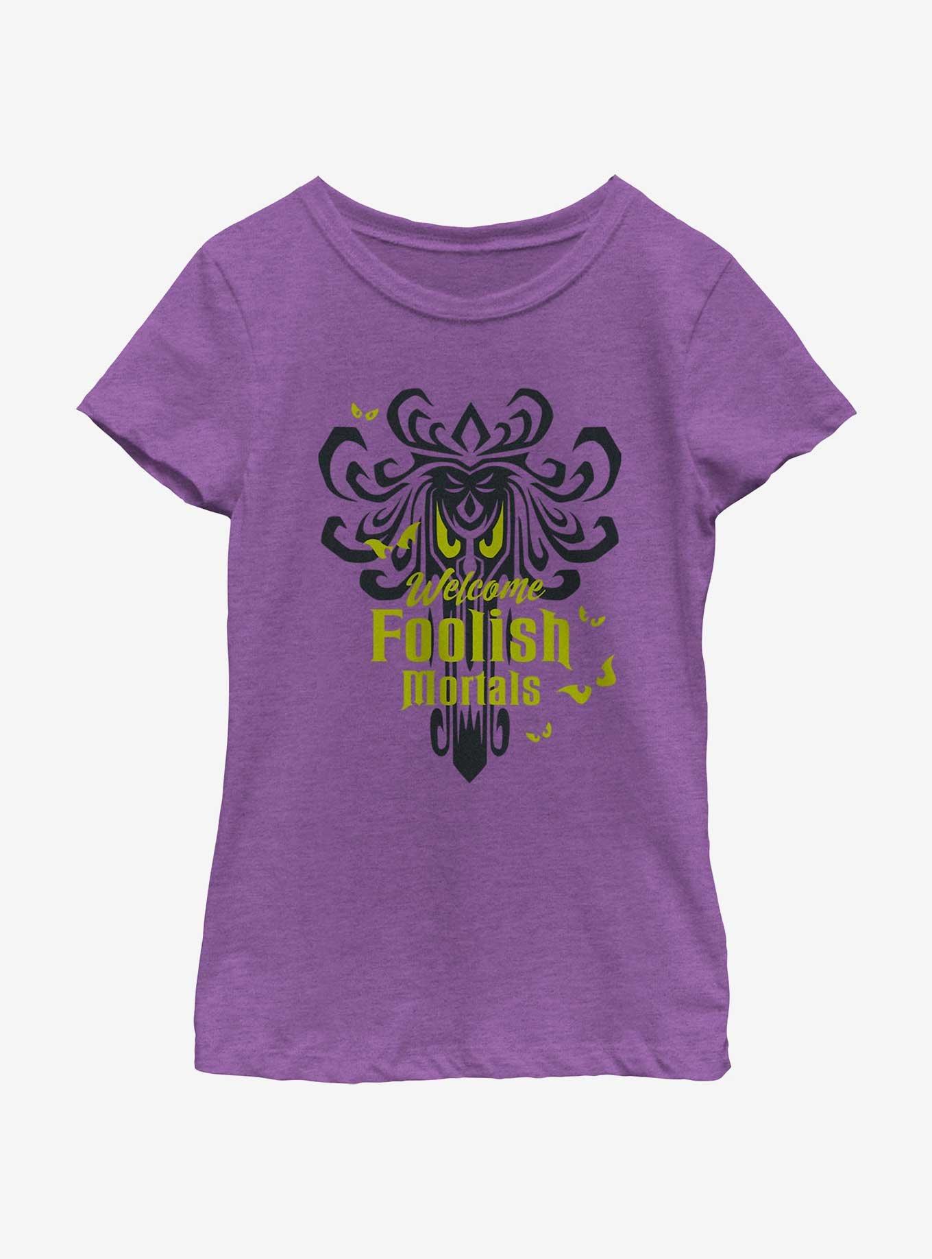 Disney Haunted Mansion Spooky Eyes Welcome Foolish Mortals Youth Girls T-Shirt, , hi-res
