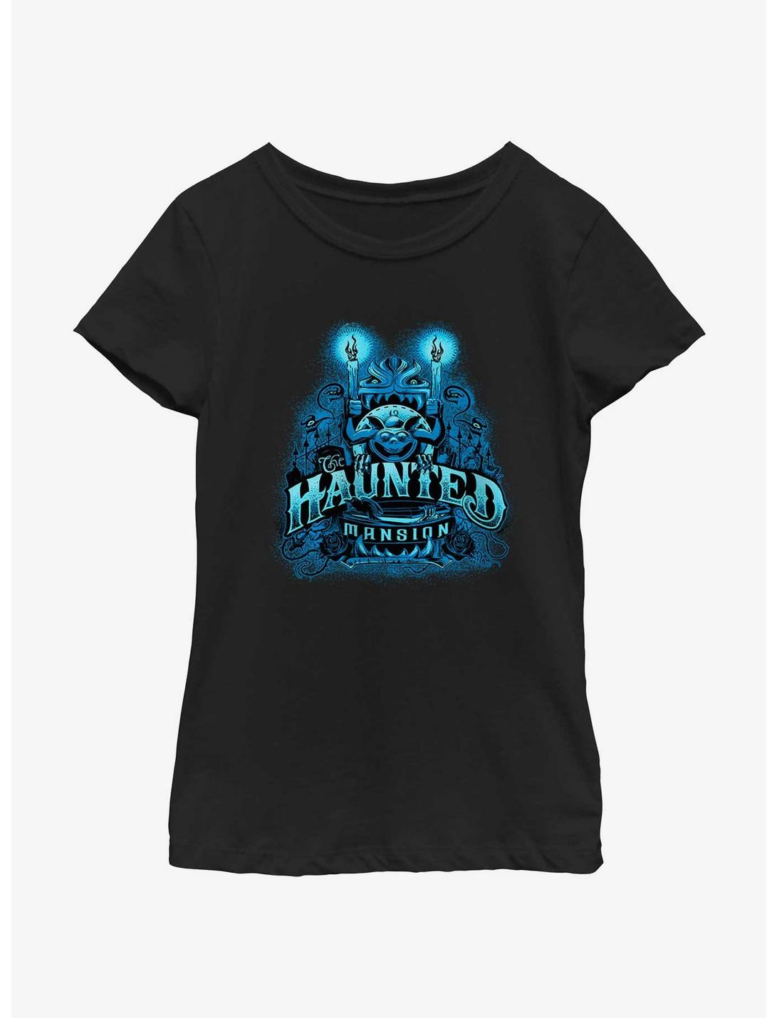 Disney Haunted Mansion Haunted Gargoyle Candles Youth Girls T-Shirt, BLACK, hi-res