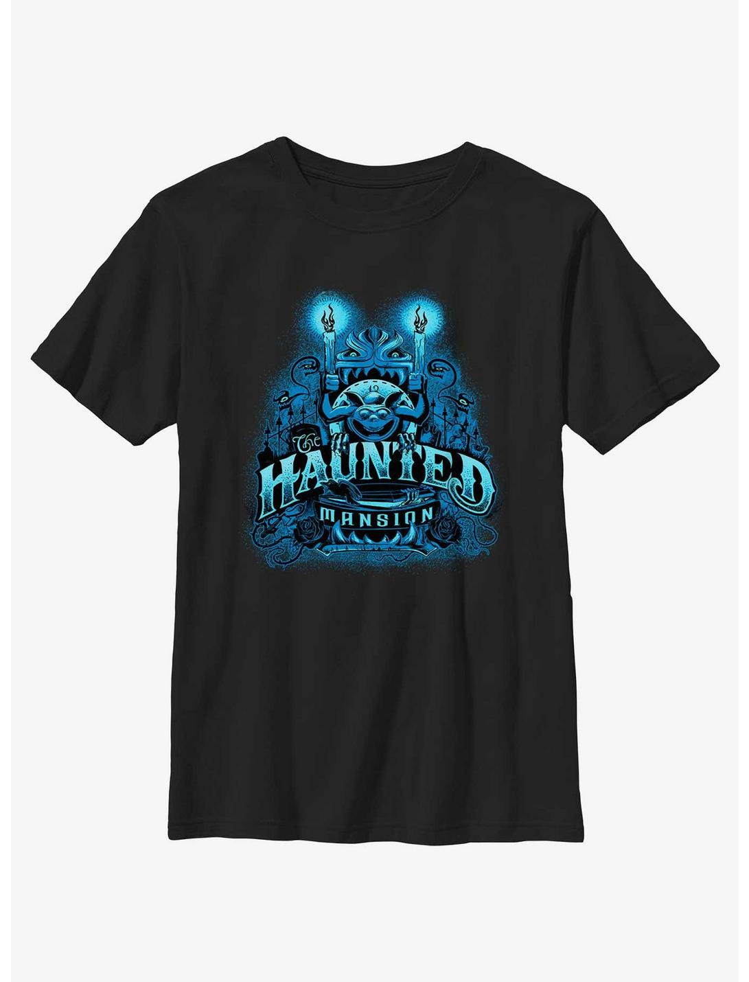 Disney Haunted Mansion Haunted Gargoyle Candles Youth T-Shirt, BLACK, hi-res