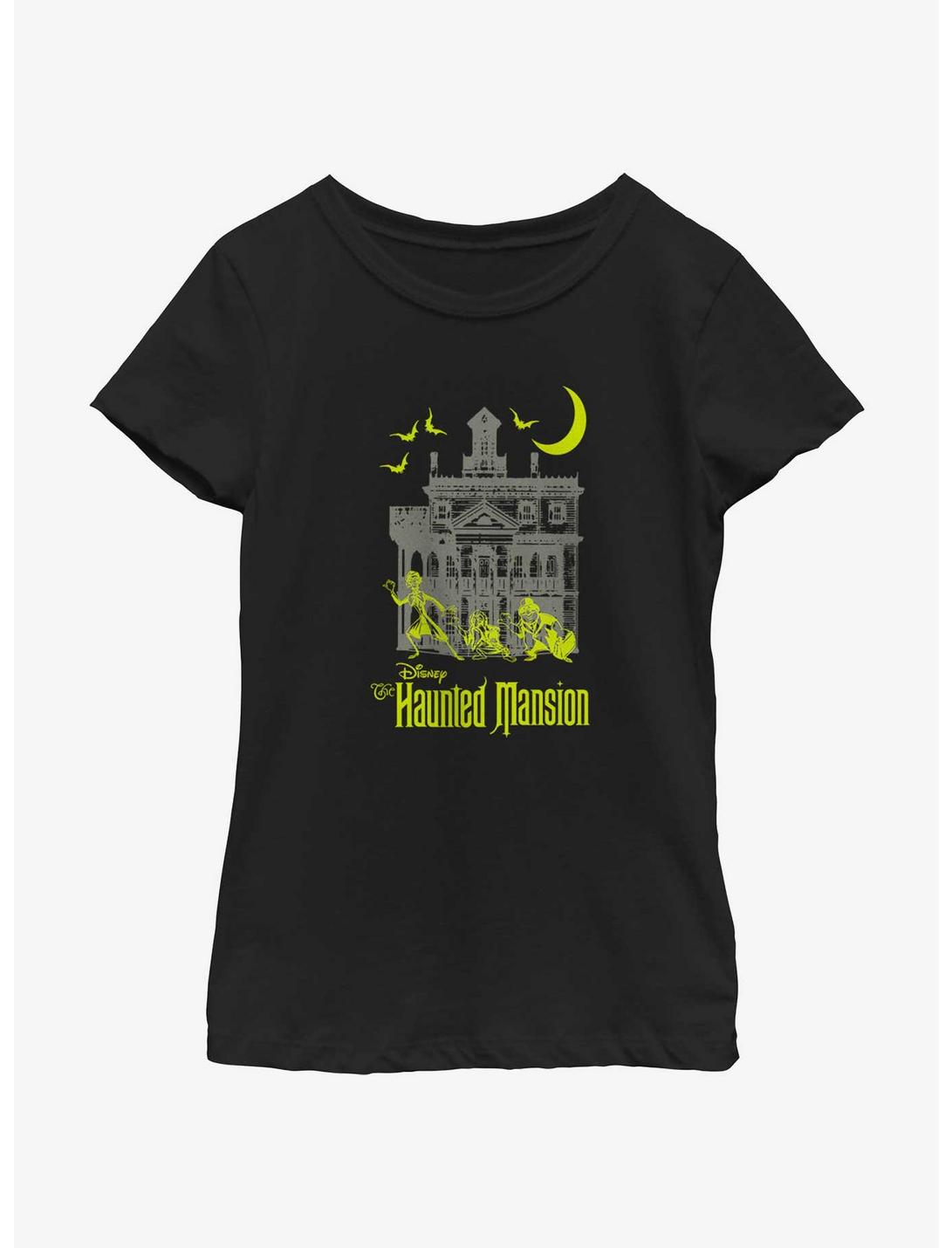 Disney Haunted Mansion Moon Night Hitchhike Youth Girls T-Shirt, BLACK, hi-res