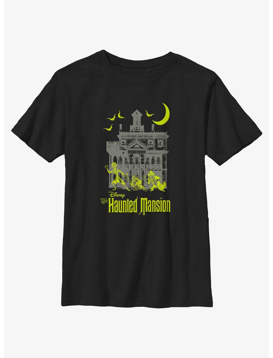Disney Haunted Mansion Moon Night Hitchhike Youth T-Shirt, BLACK, hi-res