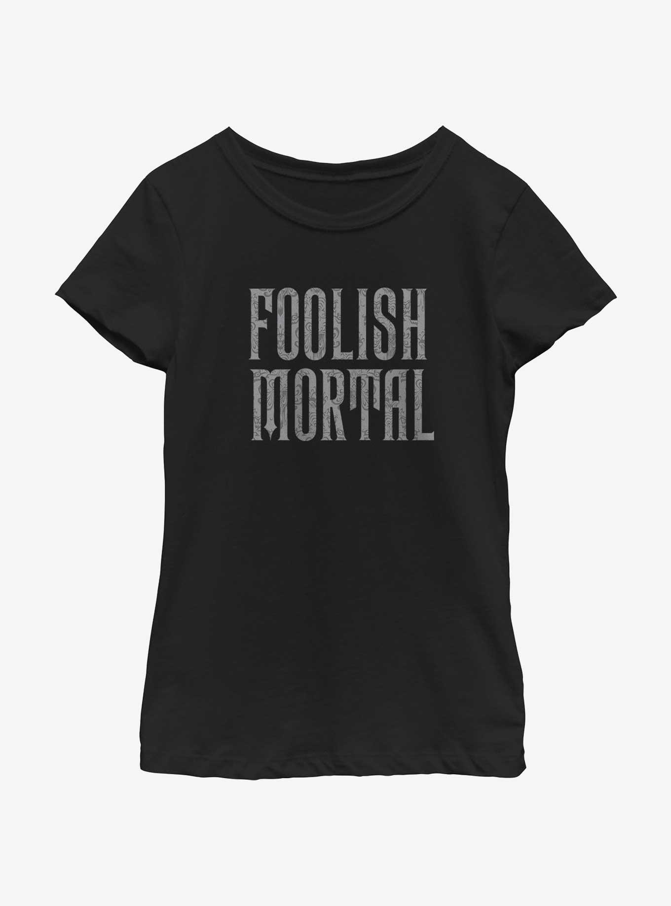 Disney Haunted Mansion Foolish Mortal Youth Girls T-Shirt, BLACK, hi-res