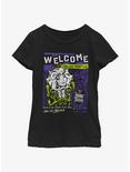 Disney Haunted Mansion Leota Toombs Welcome Poster Youth Girls T-Shirt, BLACK, hi-res