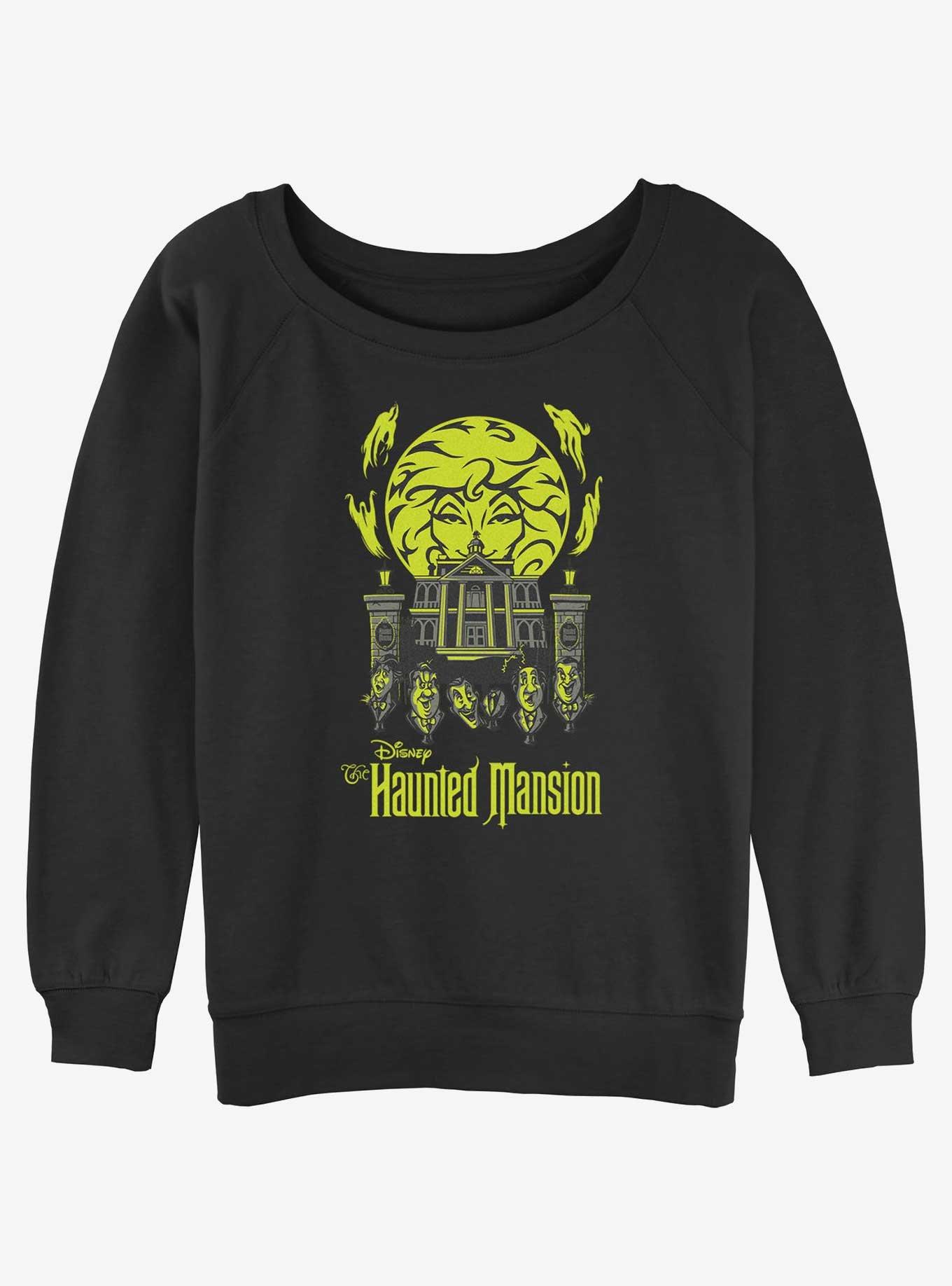 Disney Haunted Mansion Leota Toombs Crystal Ball Talking Heads Womens Slouchy Sweatshirt, BLACK, hi-res