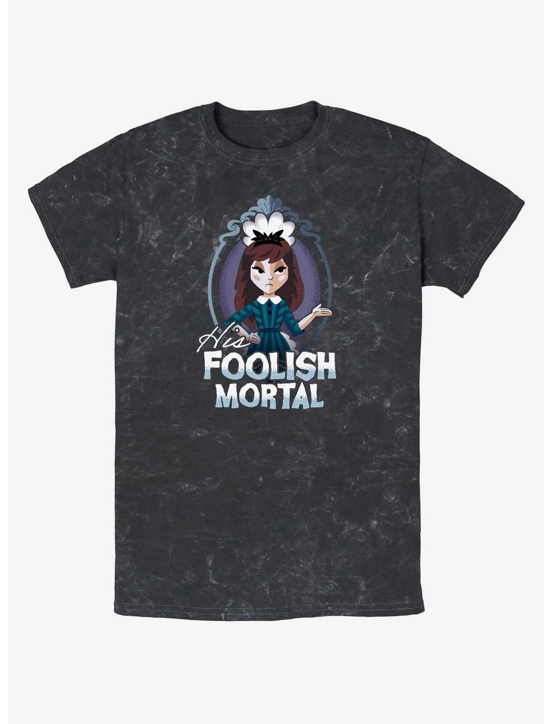 Disney Haunted Mansion His Foolish Mortal Mineral Wash T-Shirt, BLACK, hi-res