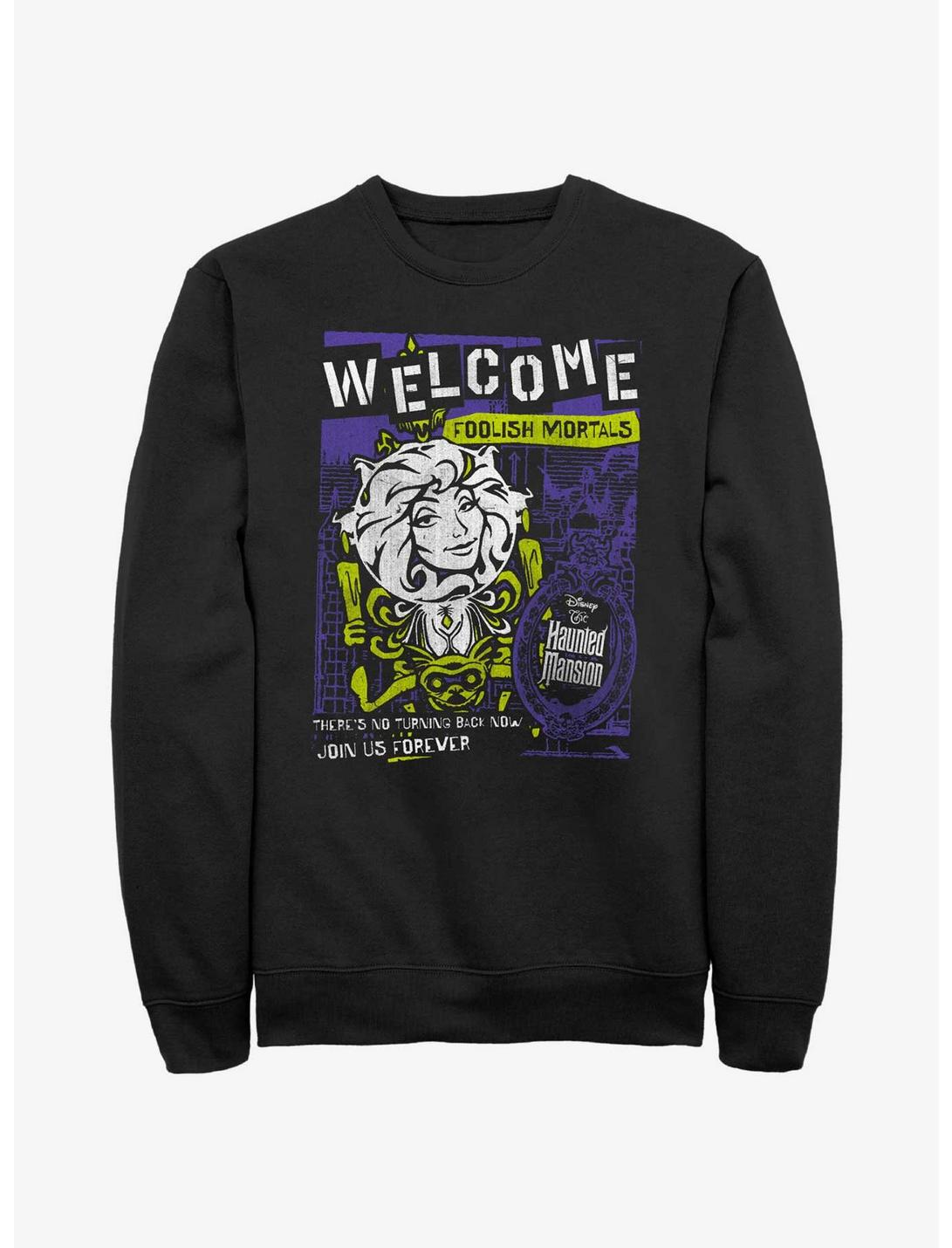 Disney Haunted Mansion Leota Toombs Welcome Poster Sweatshirt, BLACK, hi-res