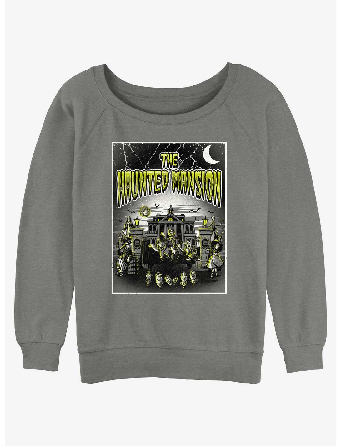 Disney Haunted Mansion Horror Mansion Poster Womens Slouchy Sweatshirt Her Universe Web Exclusive, GRAY HTR, hi-res