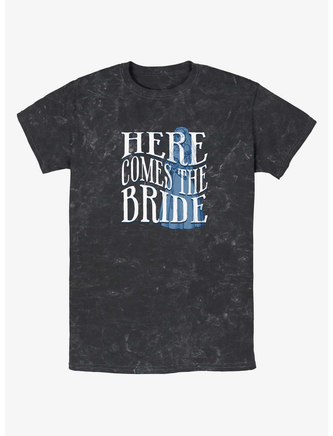 Disney Haunted Mansion Here Comes The Ghost Bride Mineral Wash T-Shirt, BLACK, hi-res