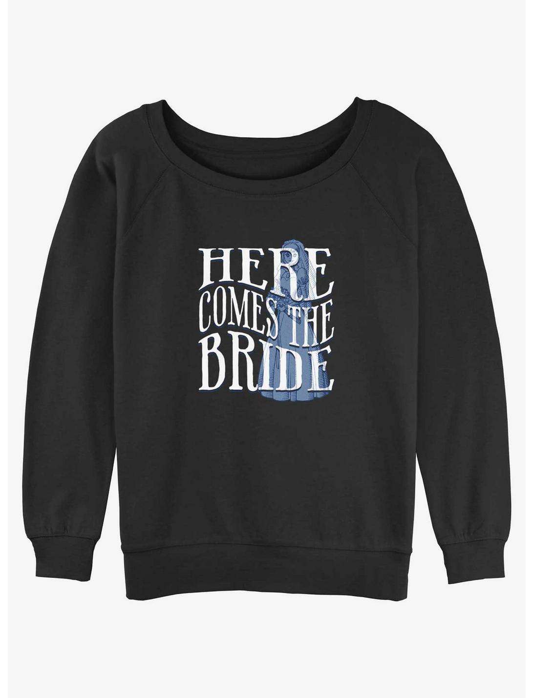 Disney Haunted Mansion Here Comes The Ghost Bride Womens Slouchy Sweatshirt, BLACK, hi-res