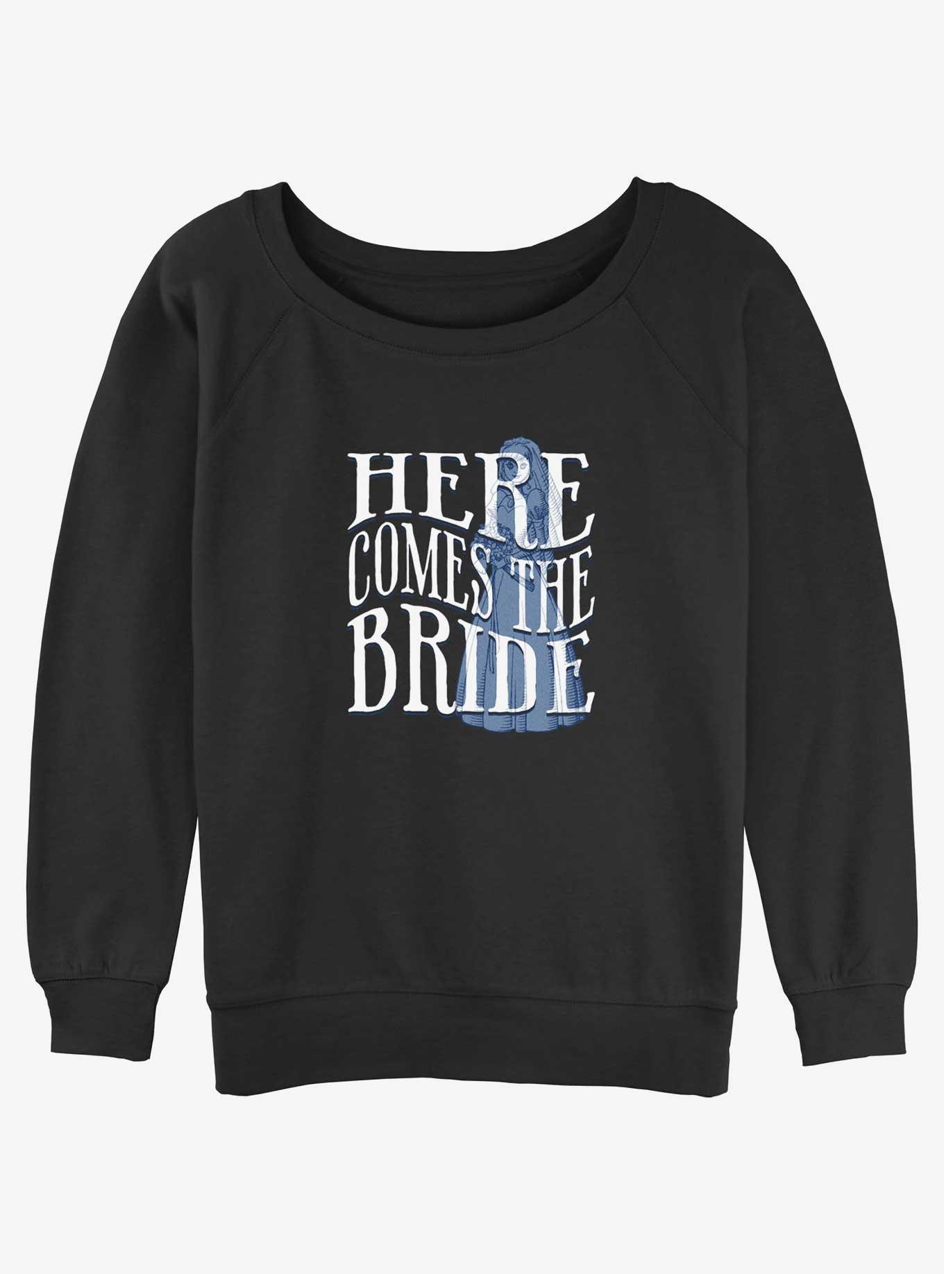 Disney Haunted Mansion Here Comes The Ghost Bride Womens Slouchy Sweatshirt, BLACK, hi-res