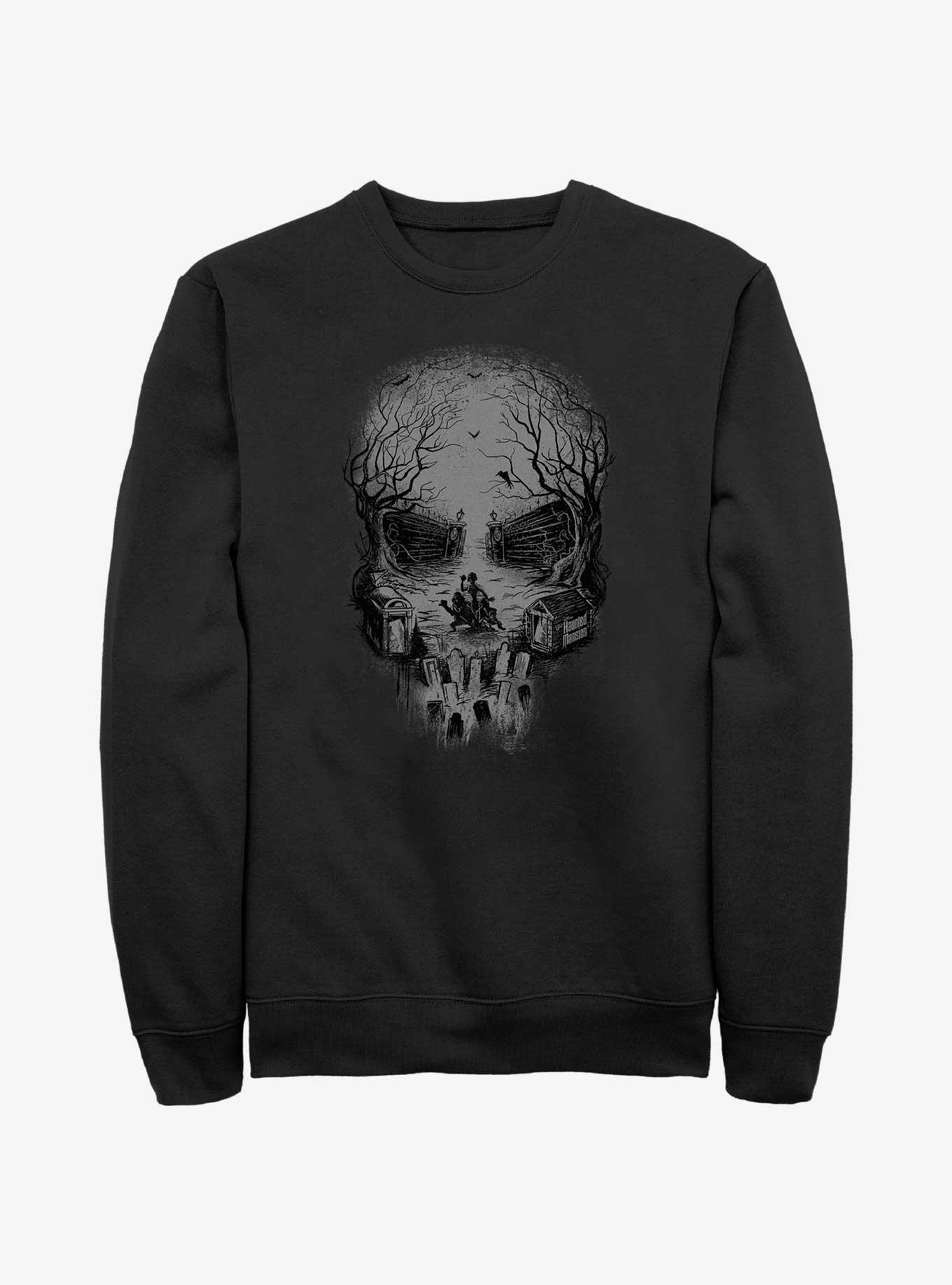 Disney Haunted Mansion Skull Graveyard Ghosts Sweatshirt, BLACK, hi-res